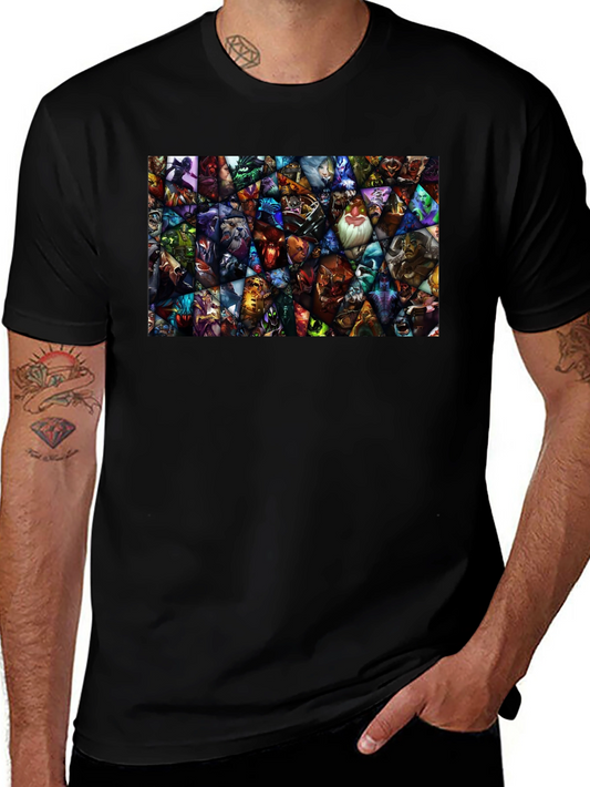 DOTA 2 Hero Mosaic Graphic Black T-Shirt