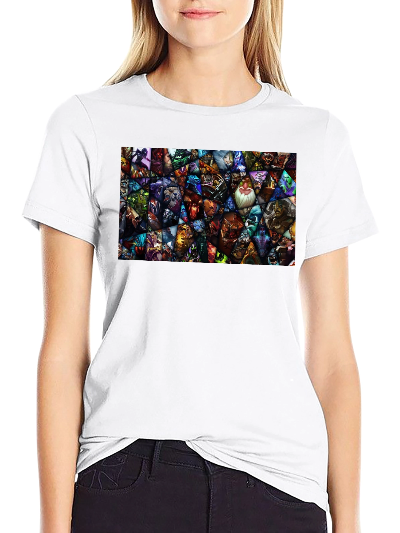 DOTA 2 Hero Mosaic Graphic Black T-Shirt