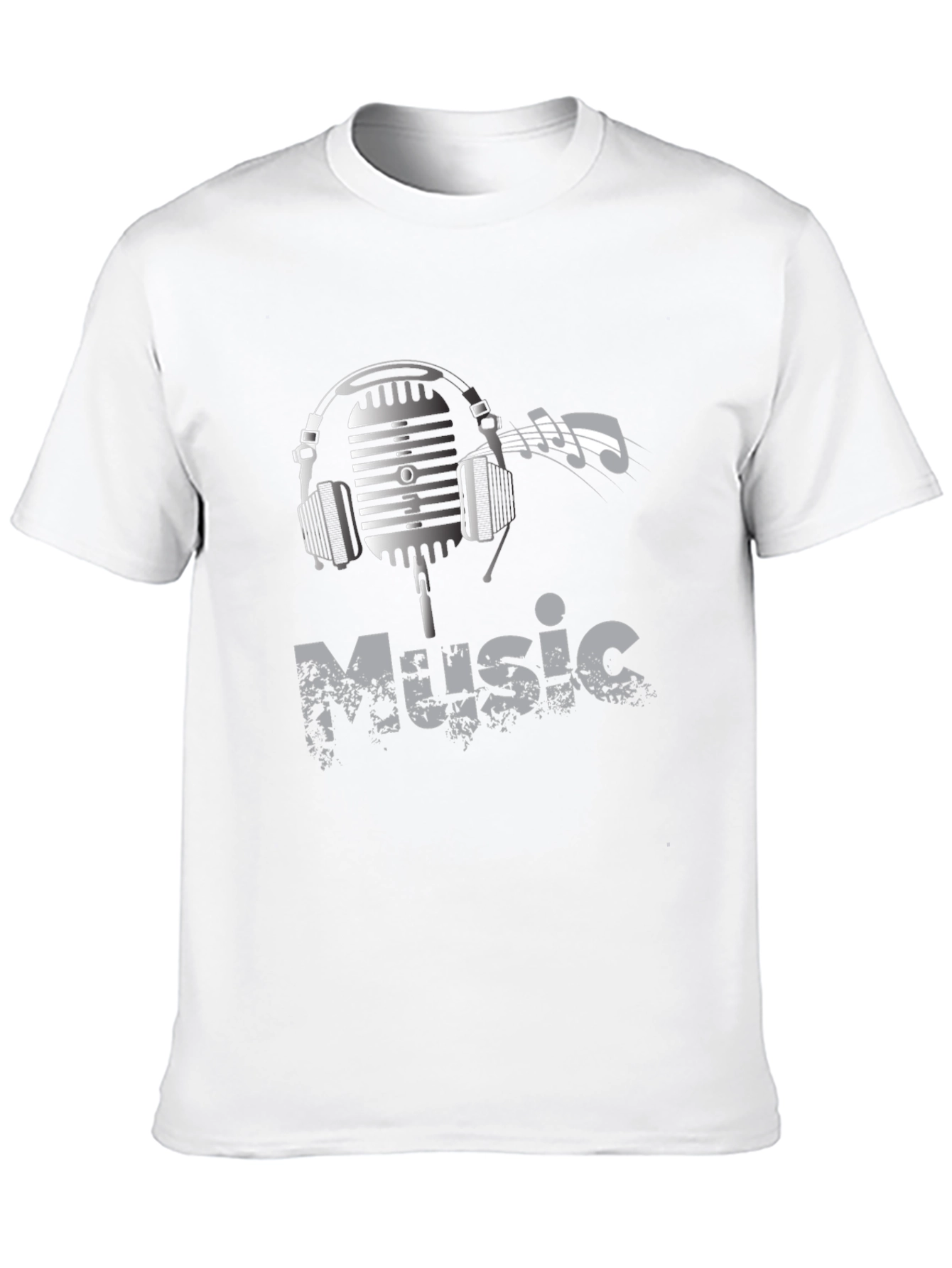 Music Lover Graphic Tee - Headphones Microphone Design