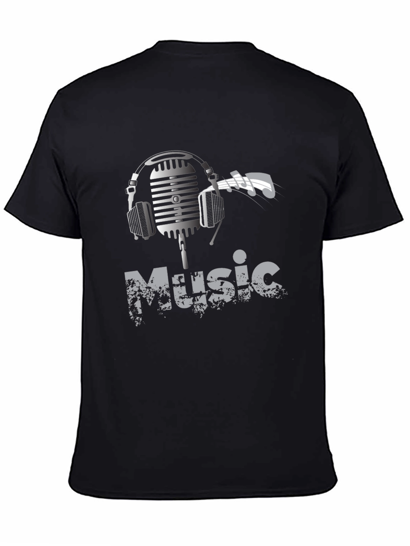 Music Lover Graphic Tee - Headphones Microphone Design