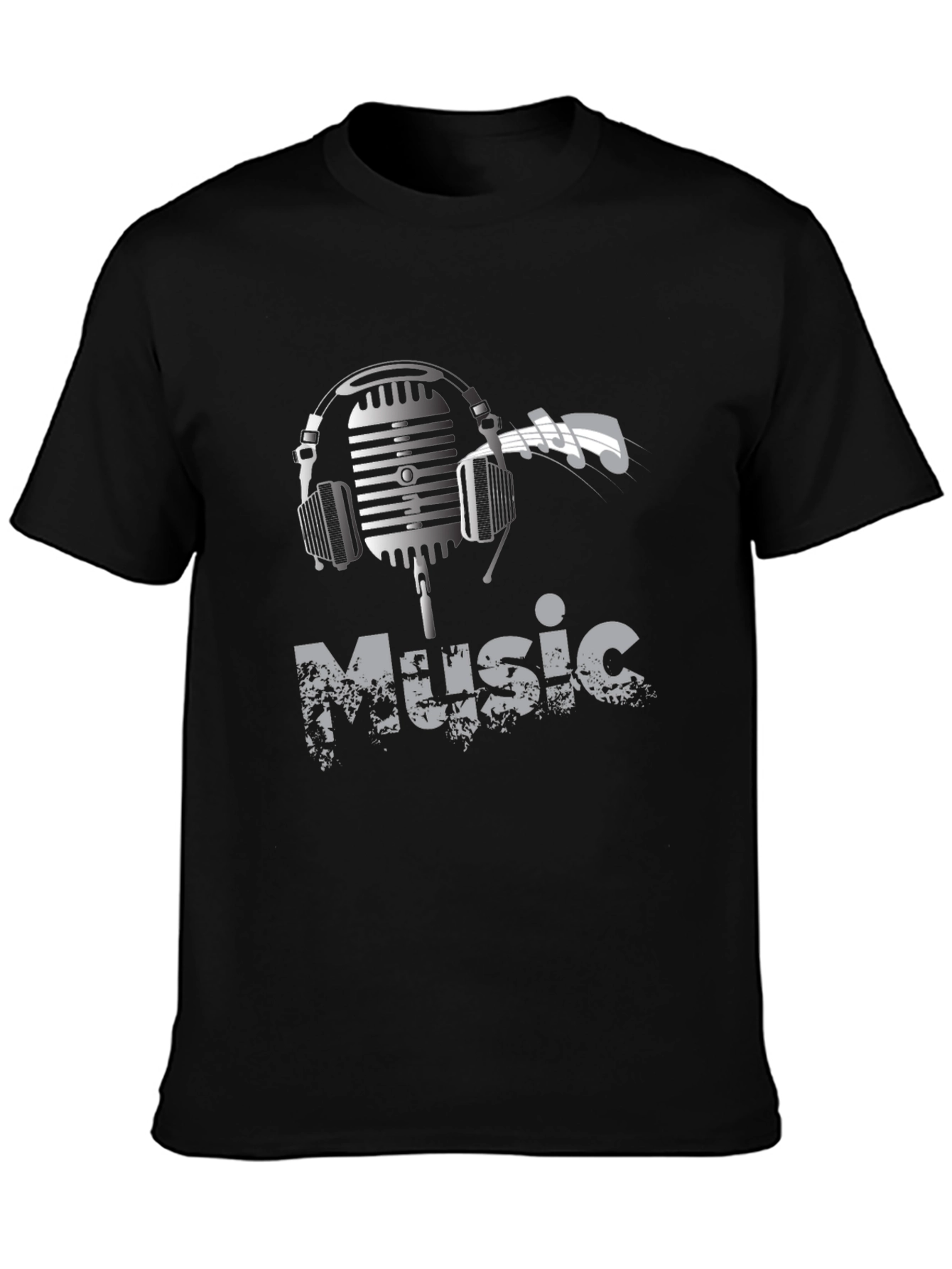 Music Lover Graphic Tee - Headphones Microphone Design