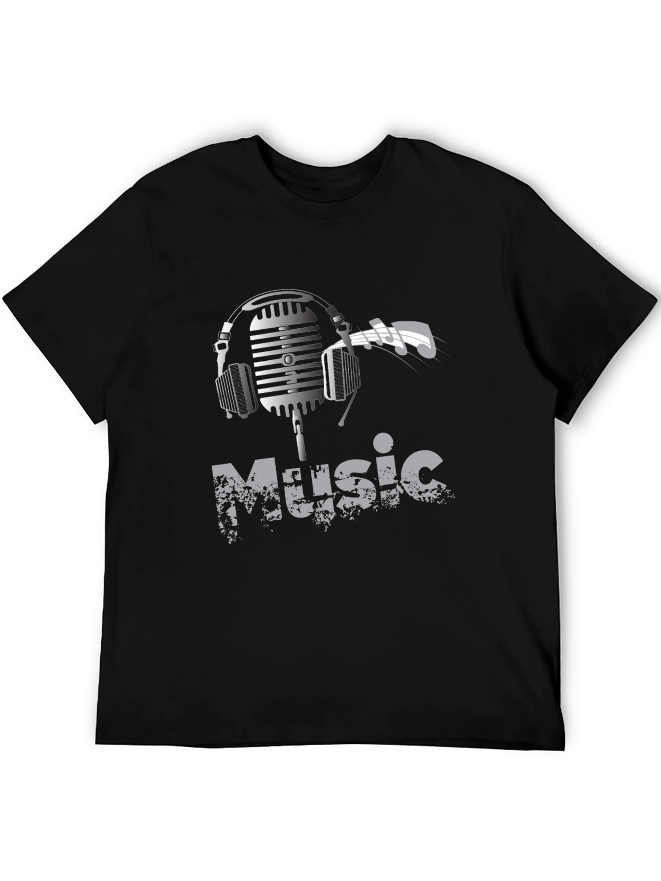 Music Lover Graphic Tee - Headphones Microphone Design
