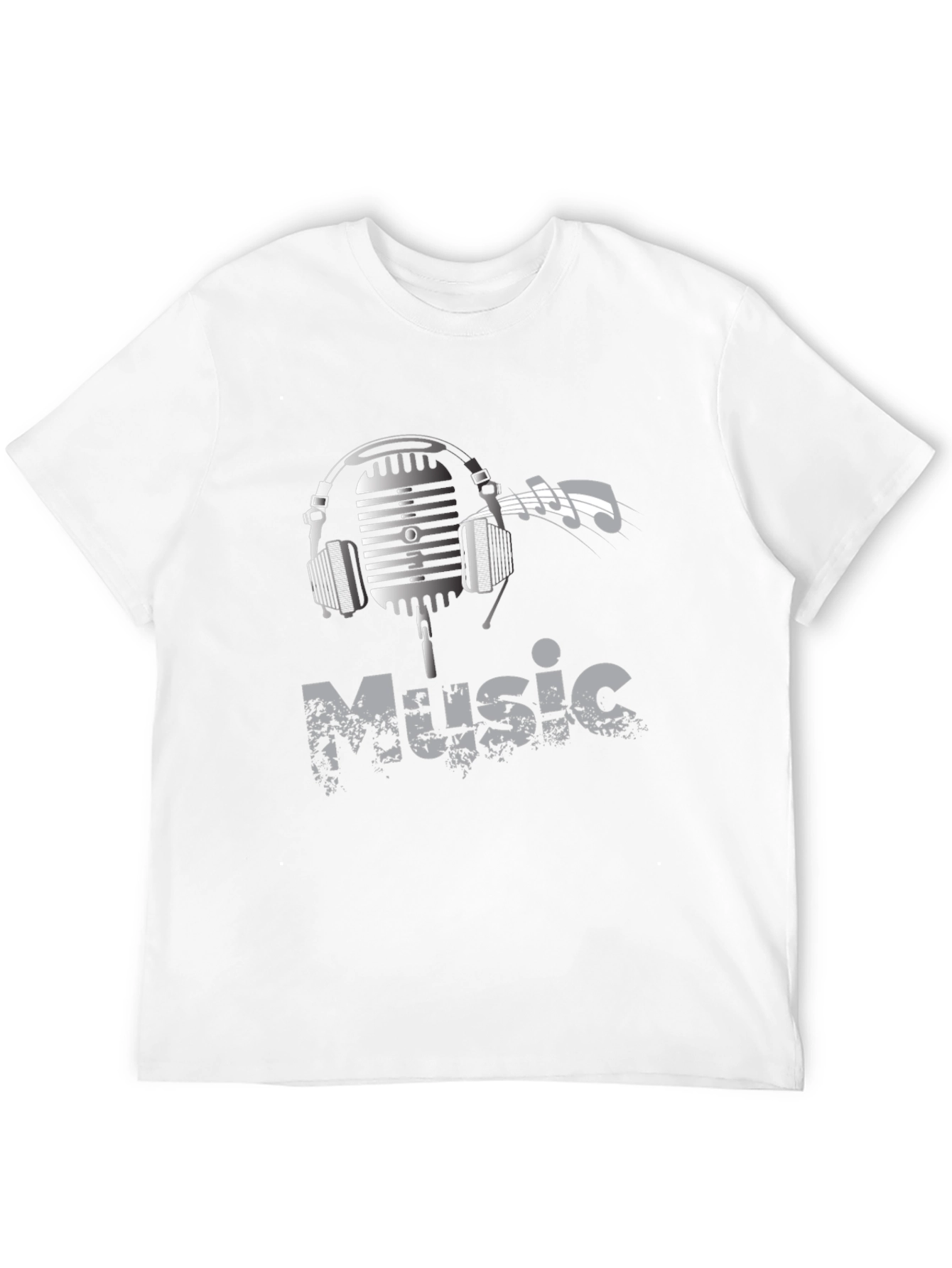Music Lover Graphic Tee - Headphones Microphone Design