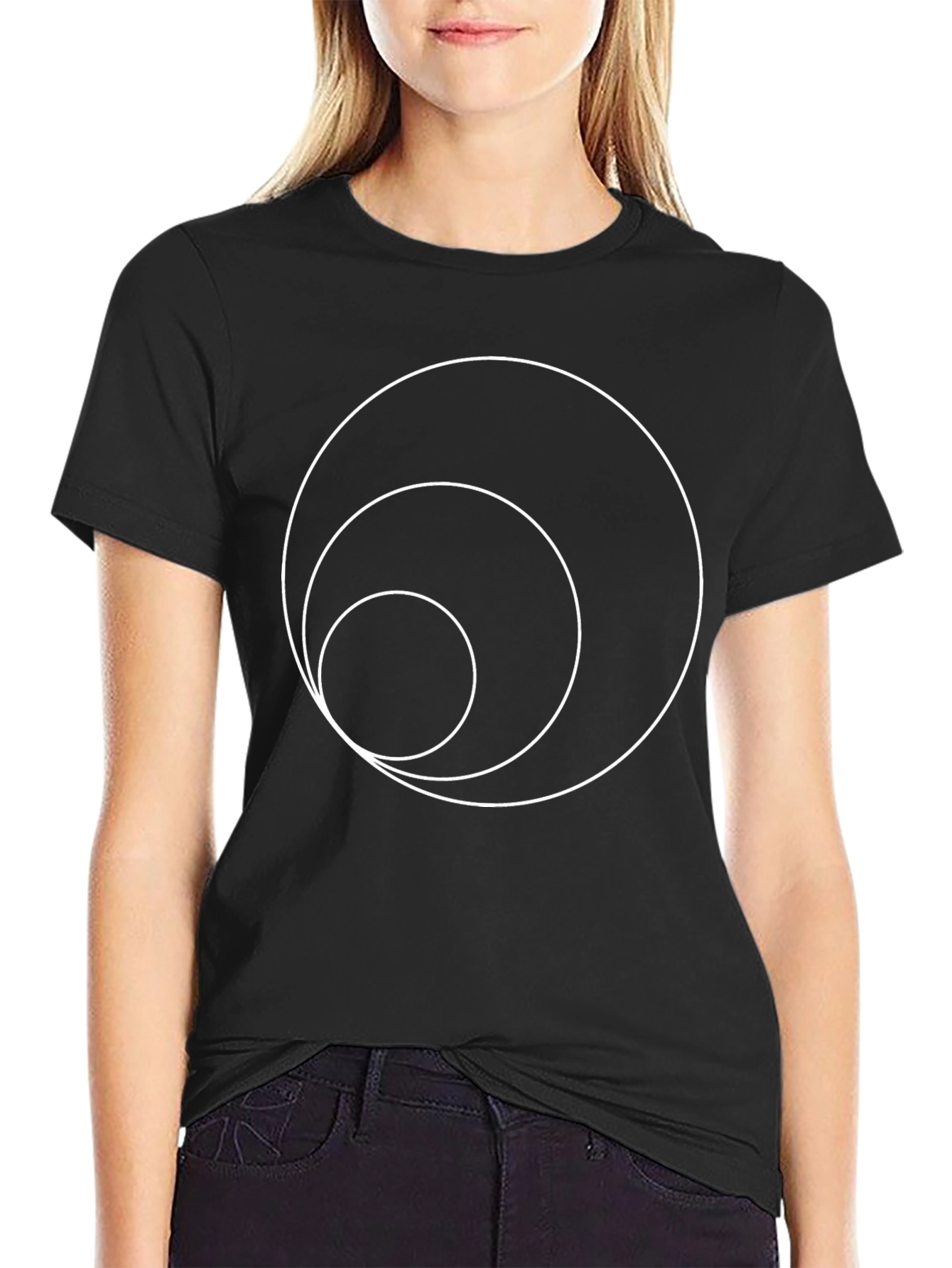 Minimalist Circle Graphic Black T-Shirt