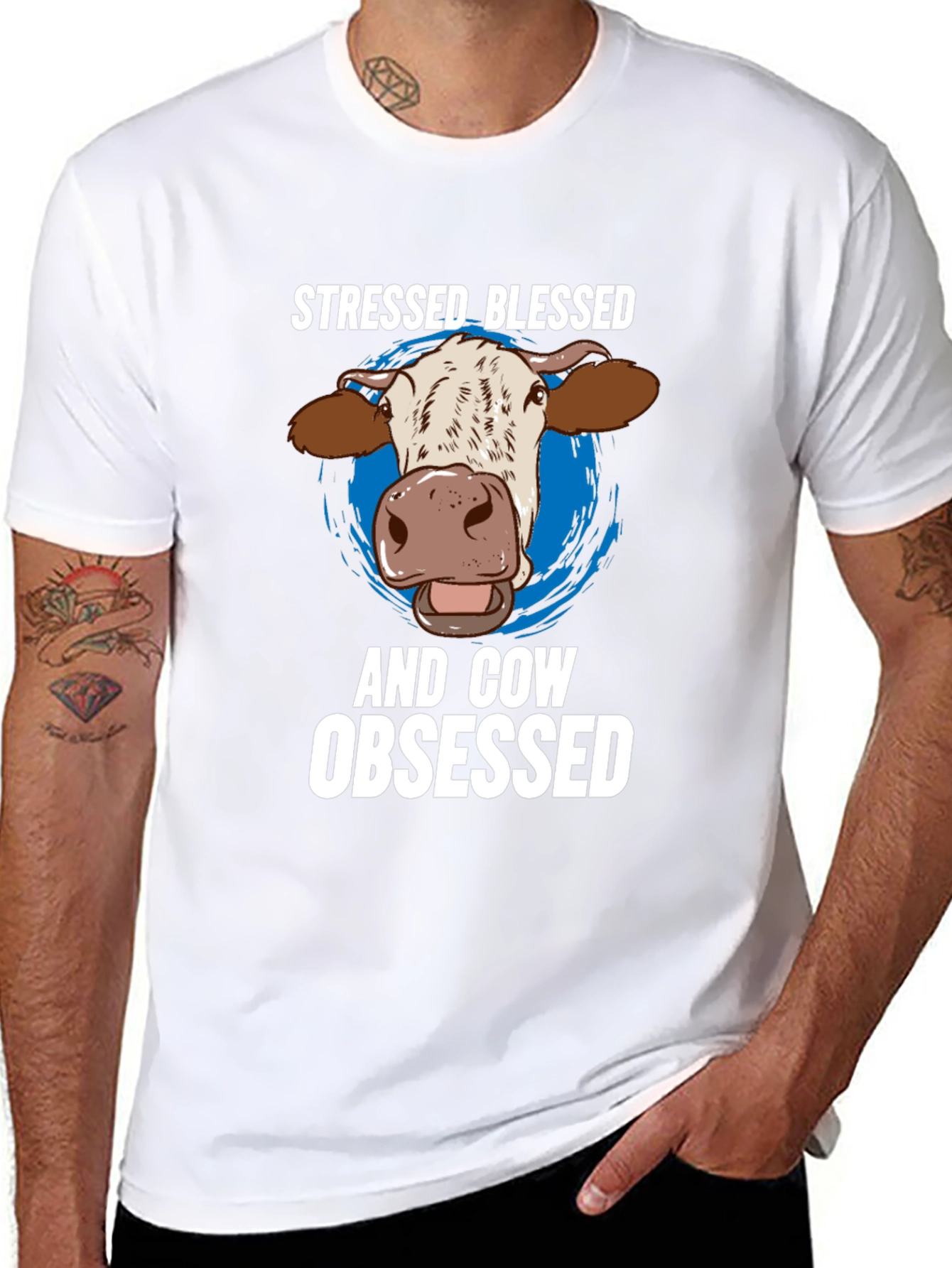 Stressed Blessed Cow Obsessed Graphic Tee
