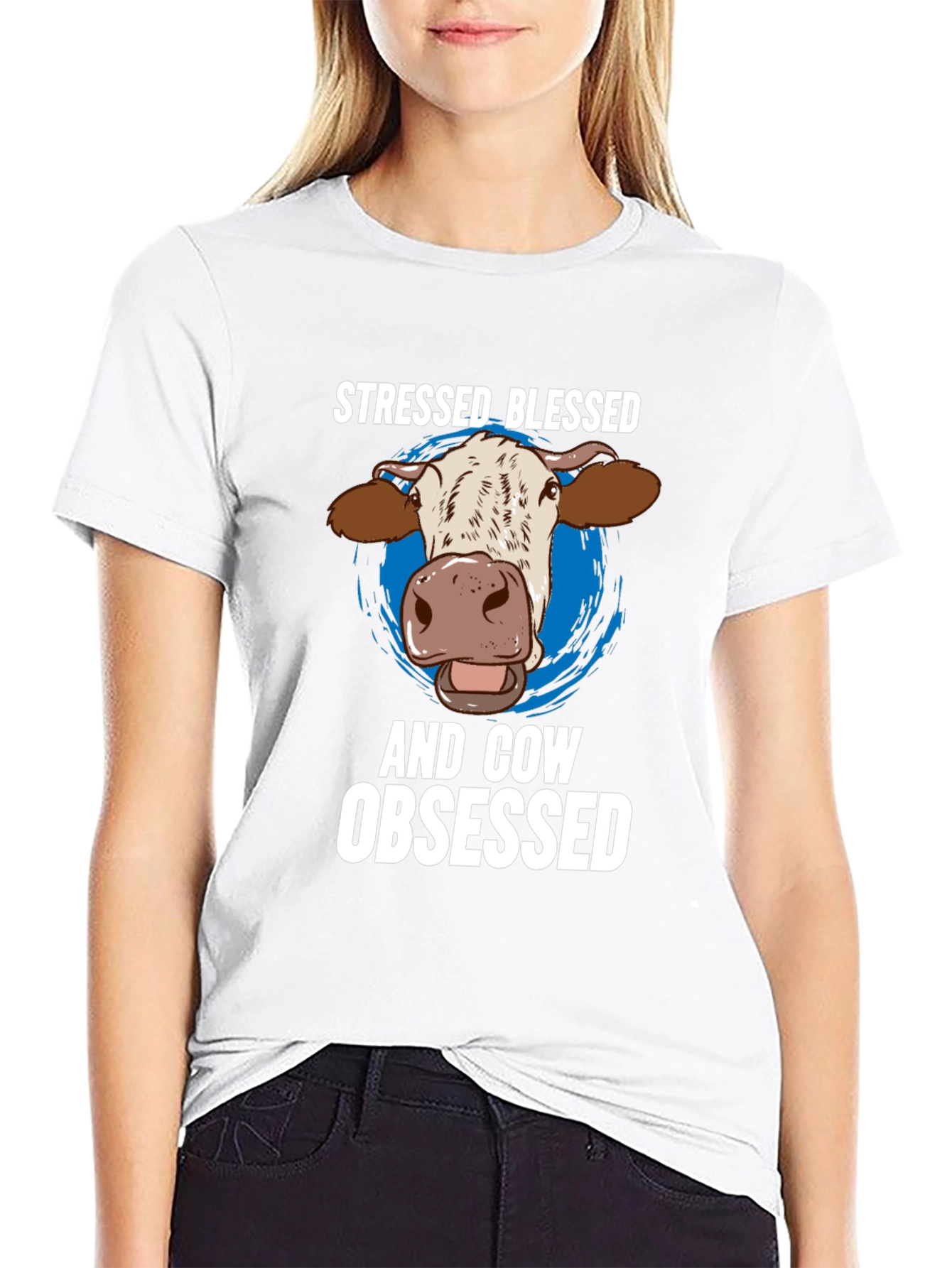 Stressed Blessed Cow Obsessed Graphic Tee