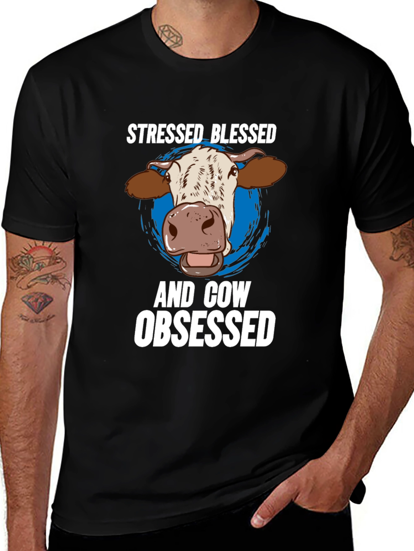 Stressed Blessed Cow Obsessed Graphic Tee