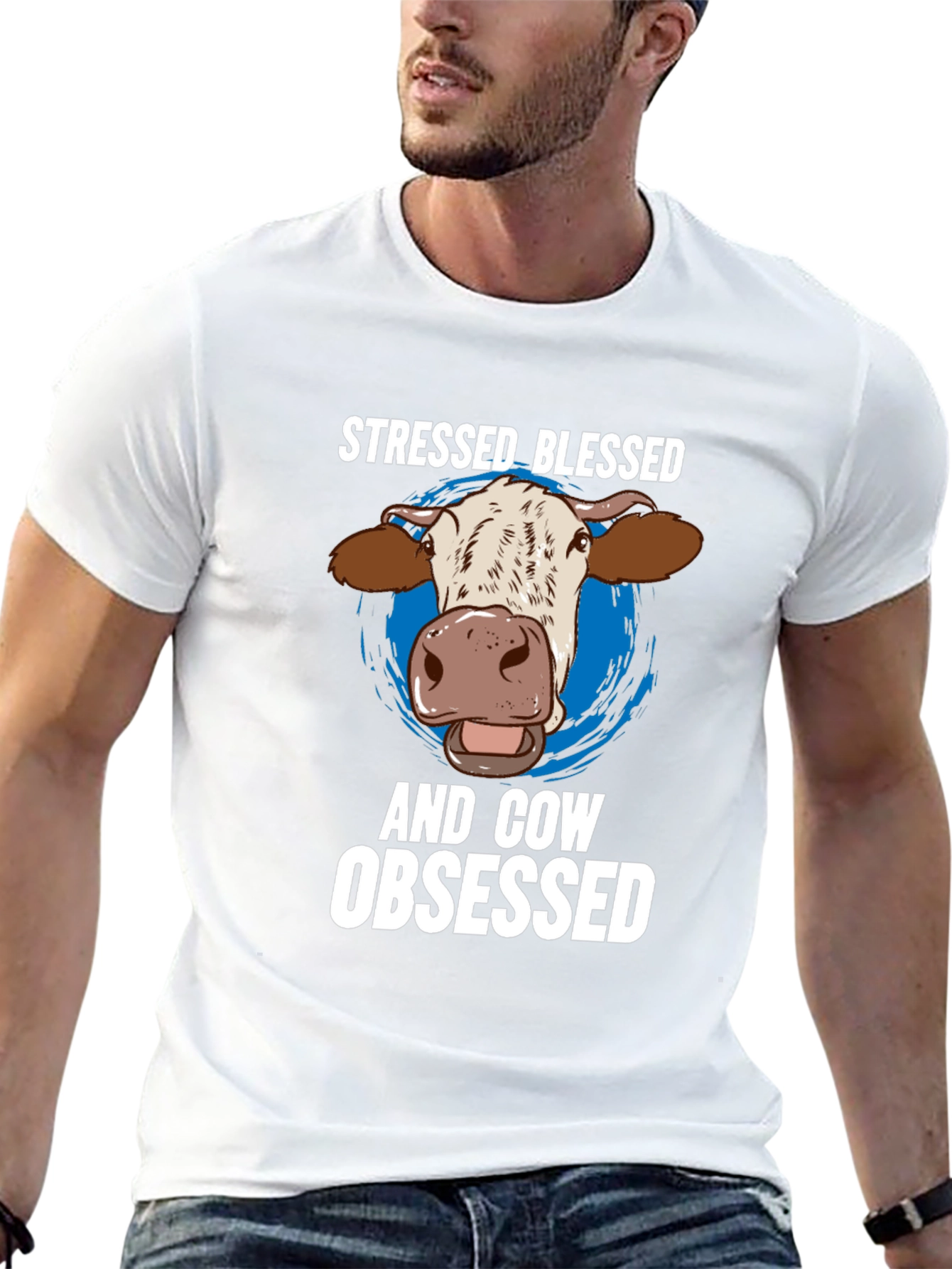 Stressed Blessed Cow Obsessed Graphic Tee