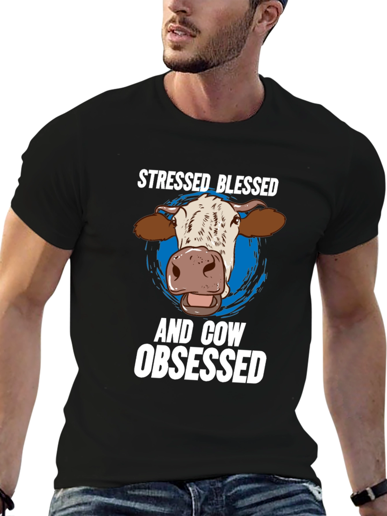 Stressed Blessed Cow Obsessed Graphic Tee