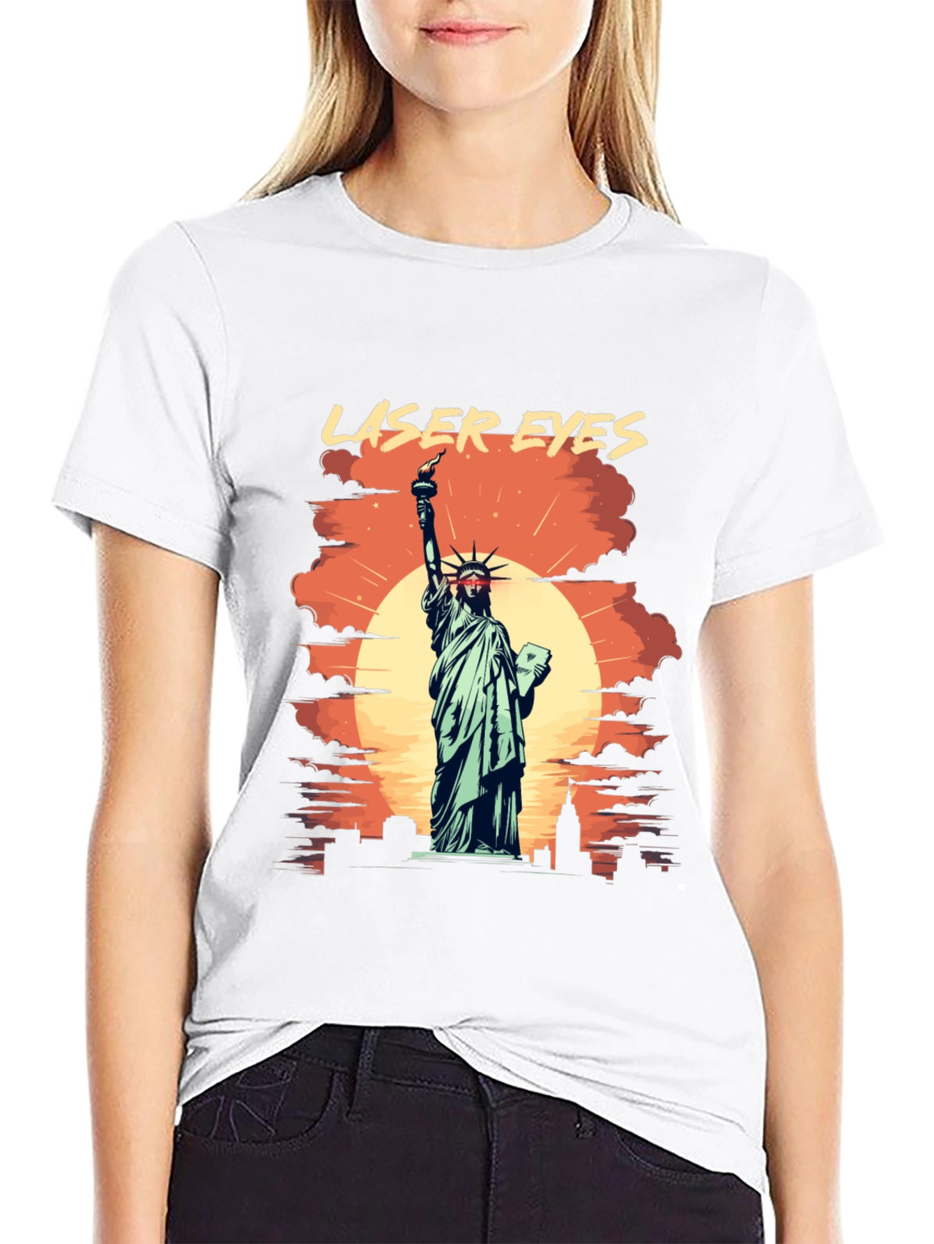 Laser Eyes Statue of Liberty Graphic Tee