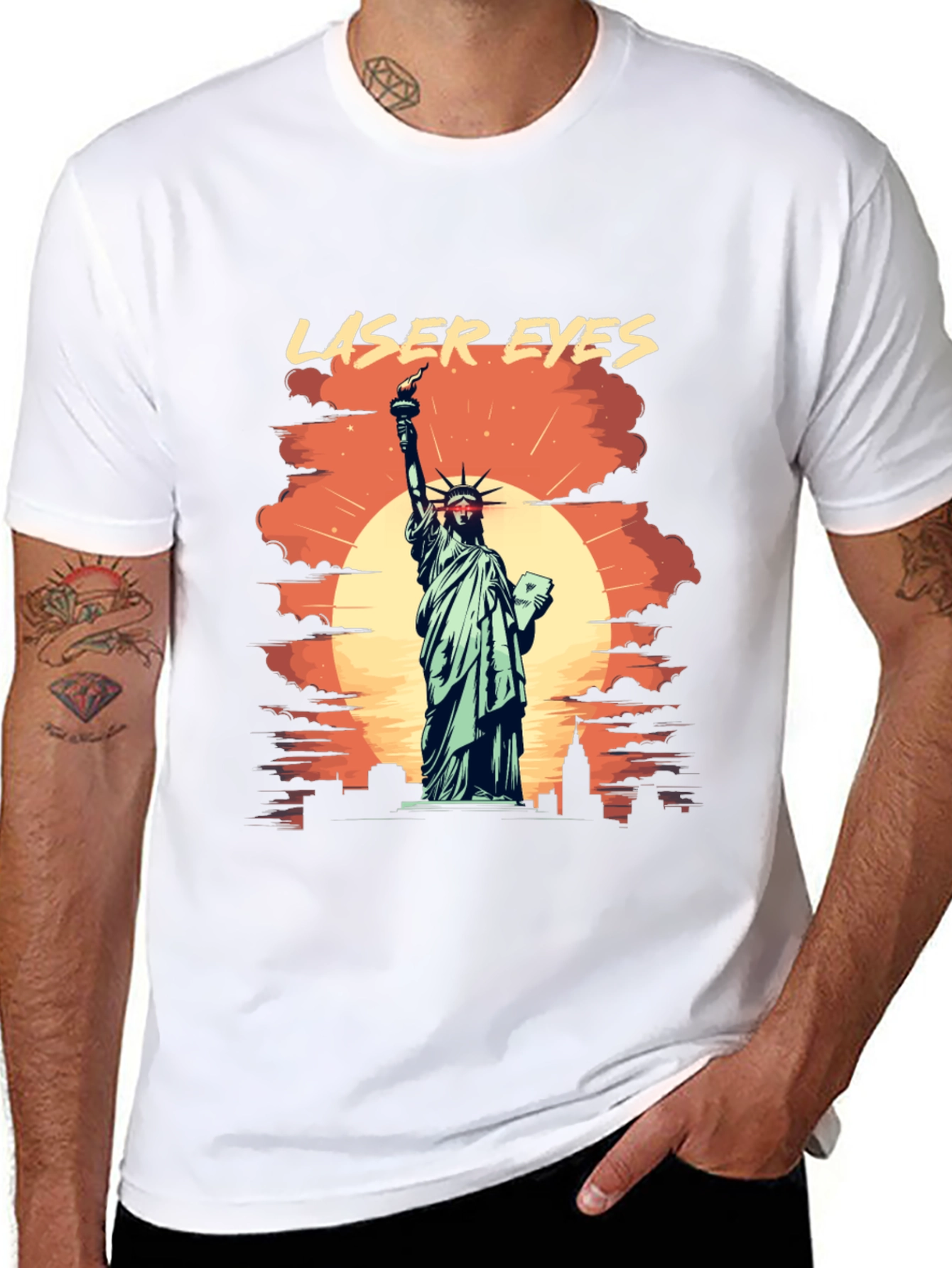 Laser Eyes Statue of Liberty Graphic Tee