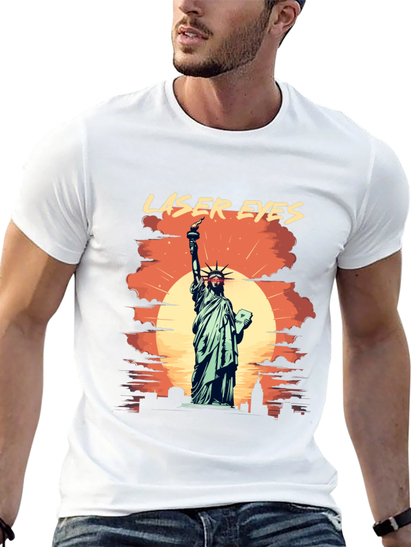 Laser Eyes Statue of Liberty Graphic Tee