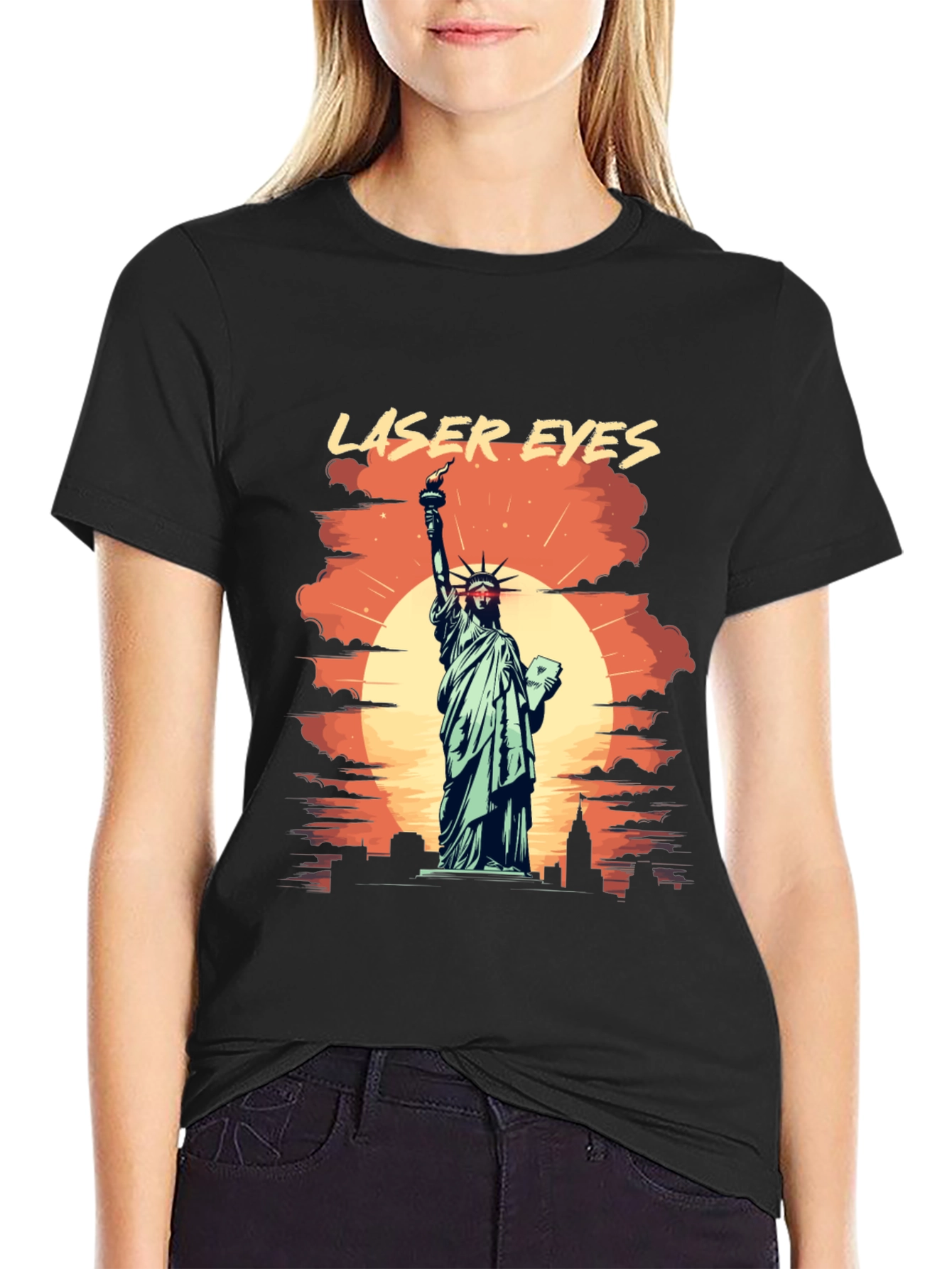 Laser Eyes Statue of Liberty Graphic Tee