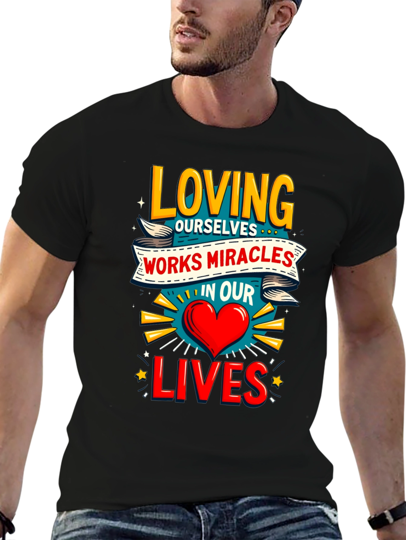 Loving Ourselves Graphic Tee - Black Cotton T-Shirt