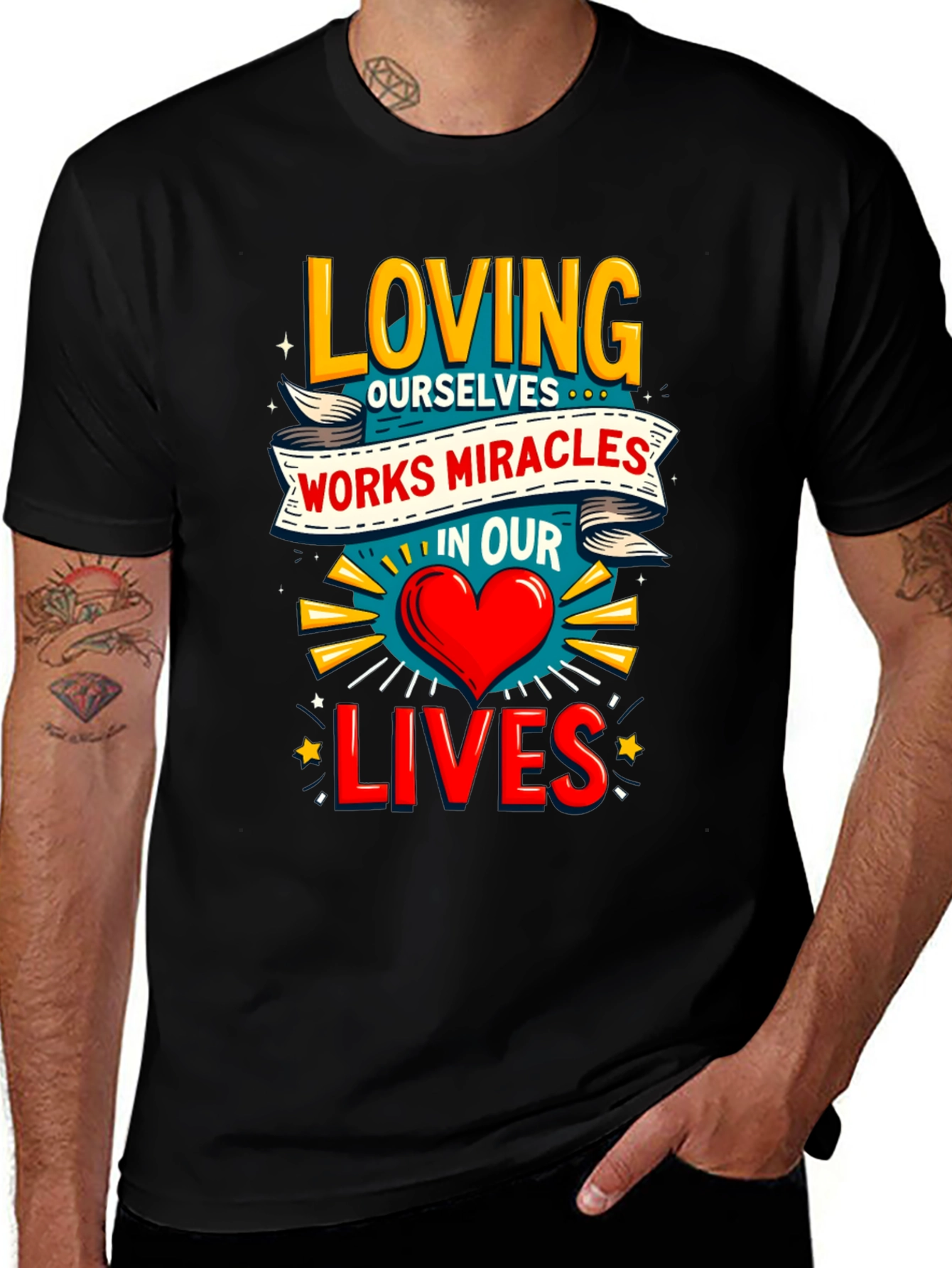 Loving Ourselves Graphic Tee - Black Cotton T-Shirt