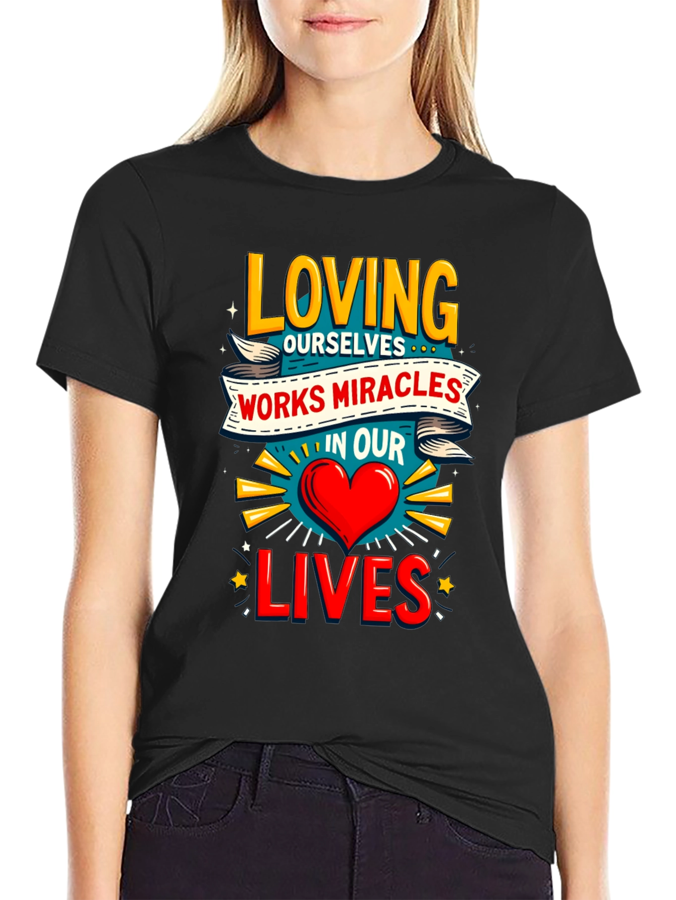 Loving Ourselves Graphic Tee - Black Cotton T-Shirt