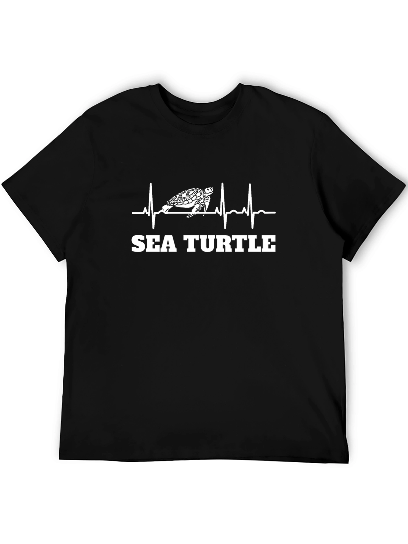 Sea Turtle Heartbeat T-Shirt - Black Novelty Design