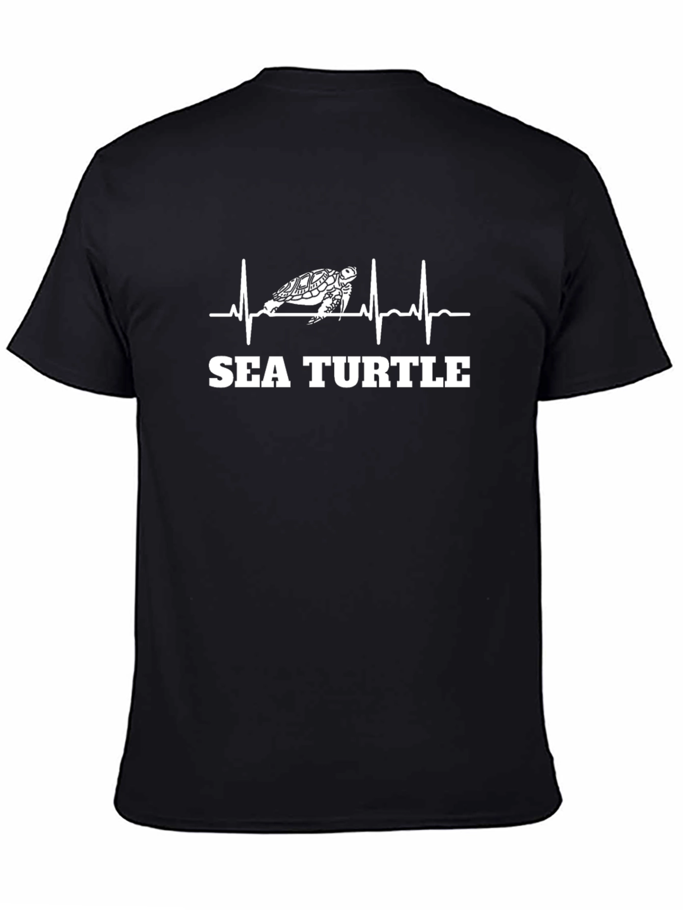 Sea Turtle Heartbeat T-Shirt - Black Novelty Design