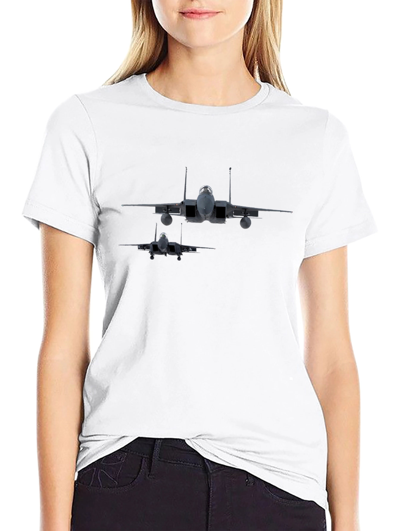 Jet Fighter Graphic Print Tee - Black