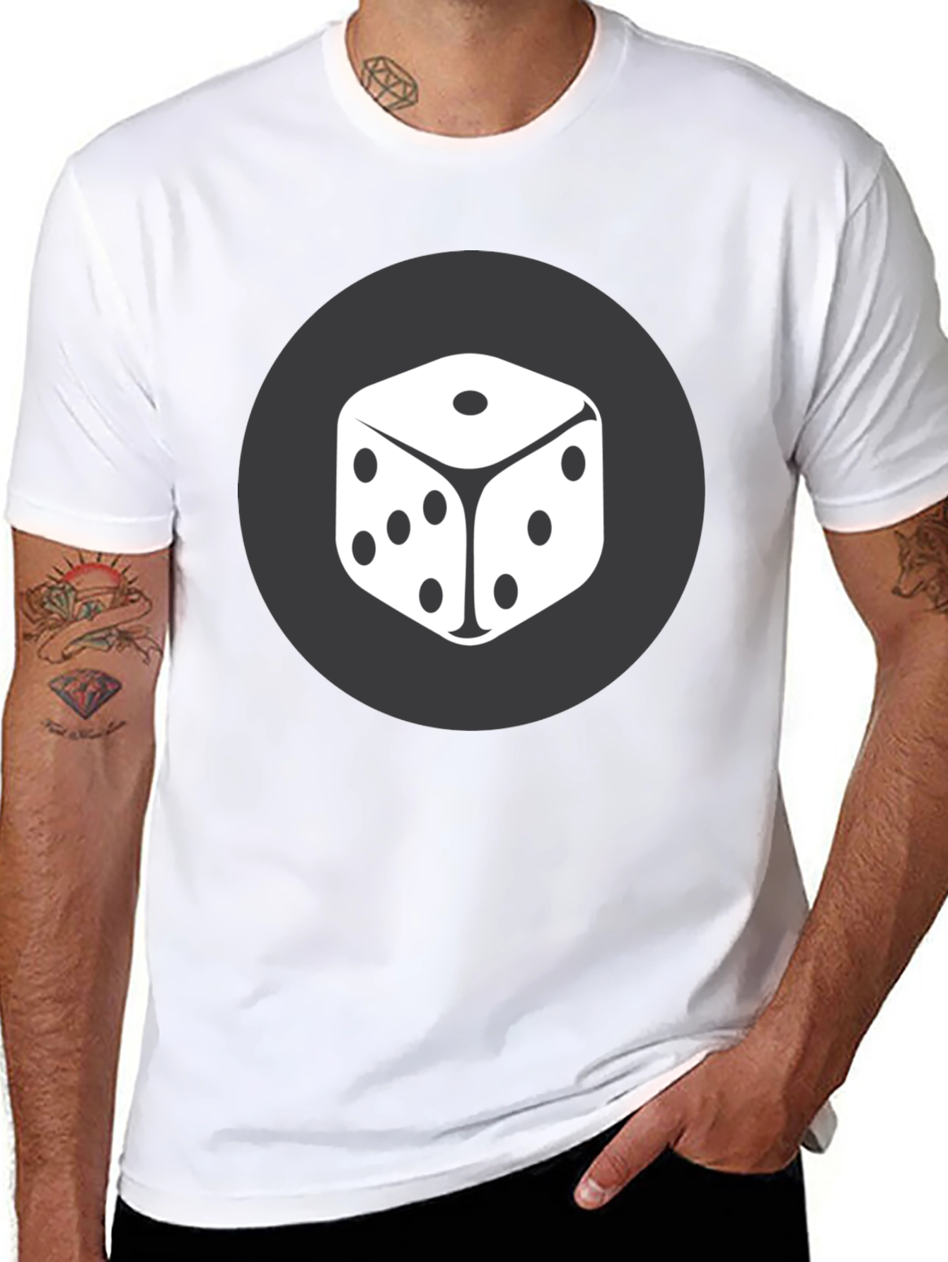 Dice Graphic Tee - Black Cotton Casual