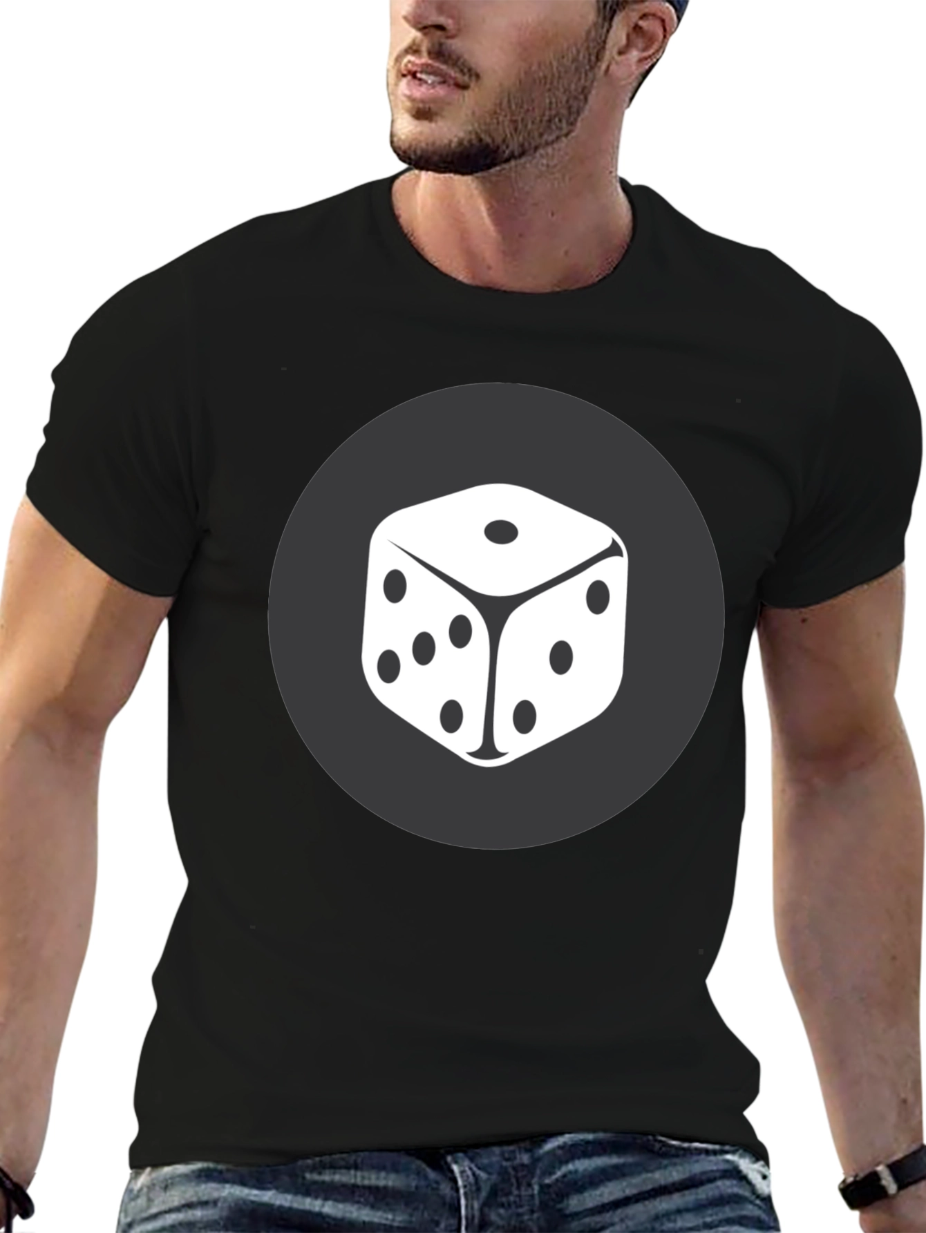 Dice Graphic Tee - Black Cotton Casual