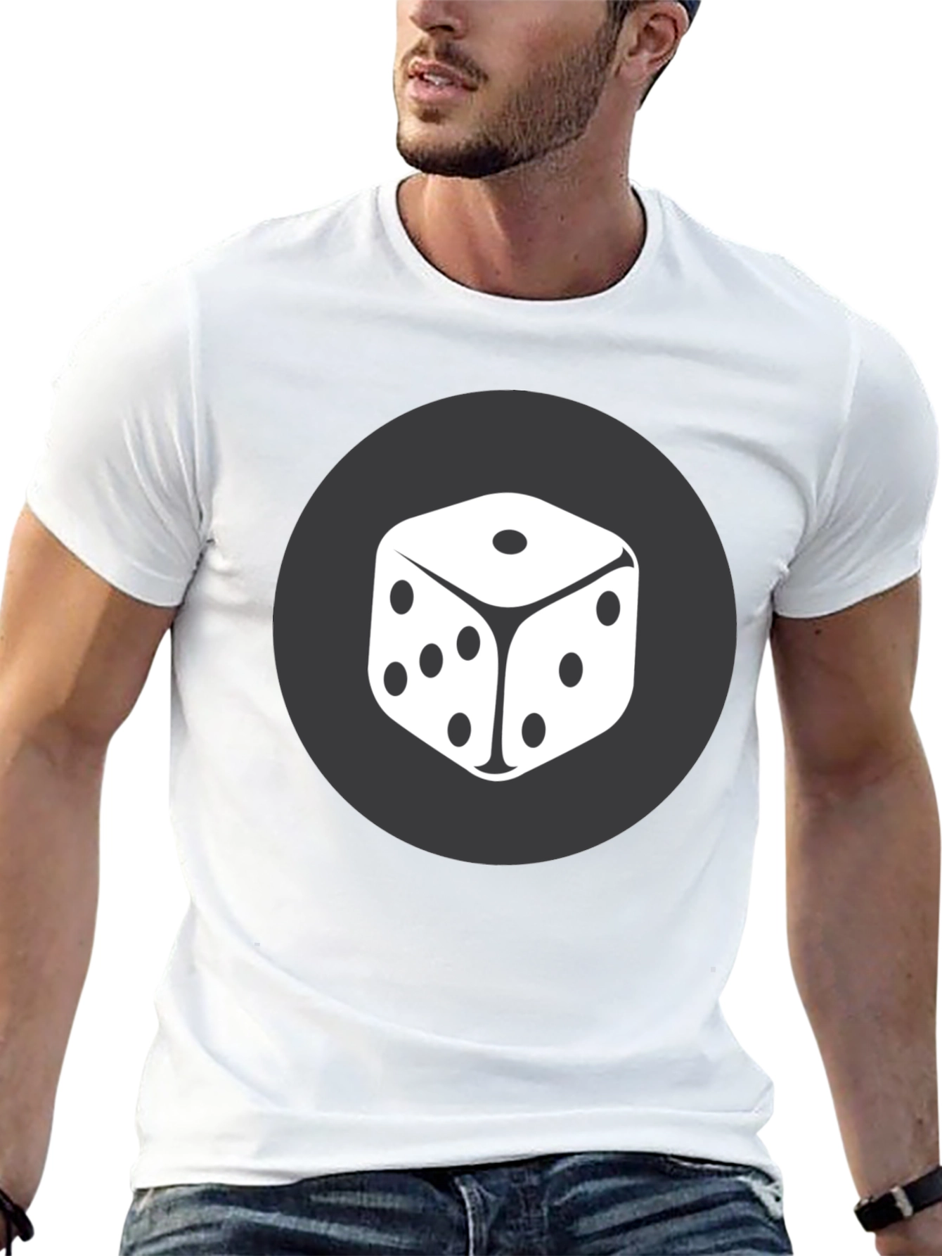 Dice Graphic Tee - Black Cotton Casual