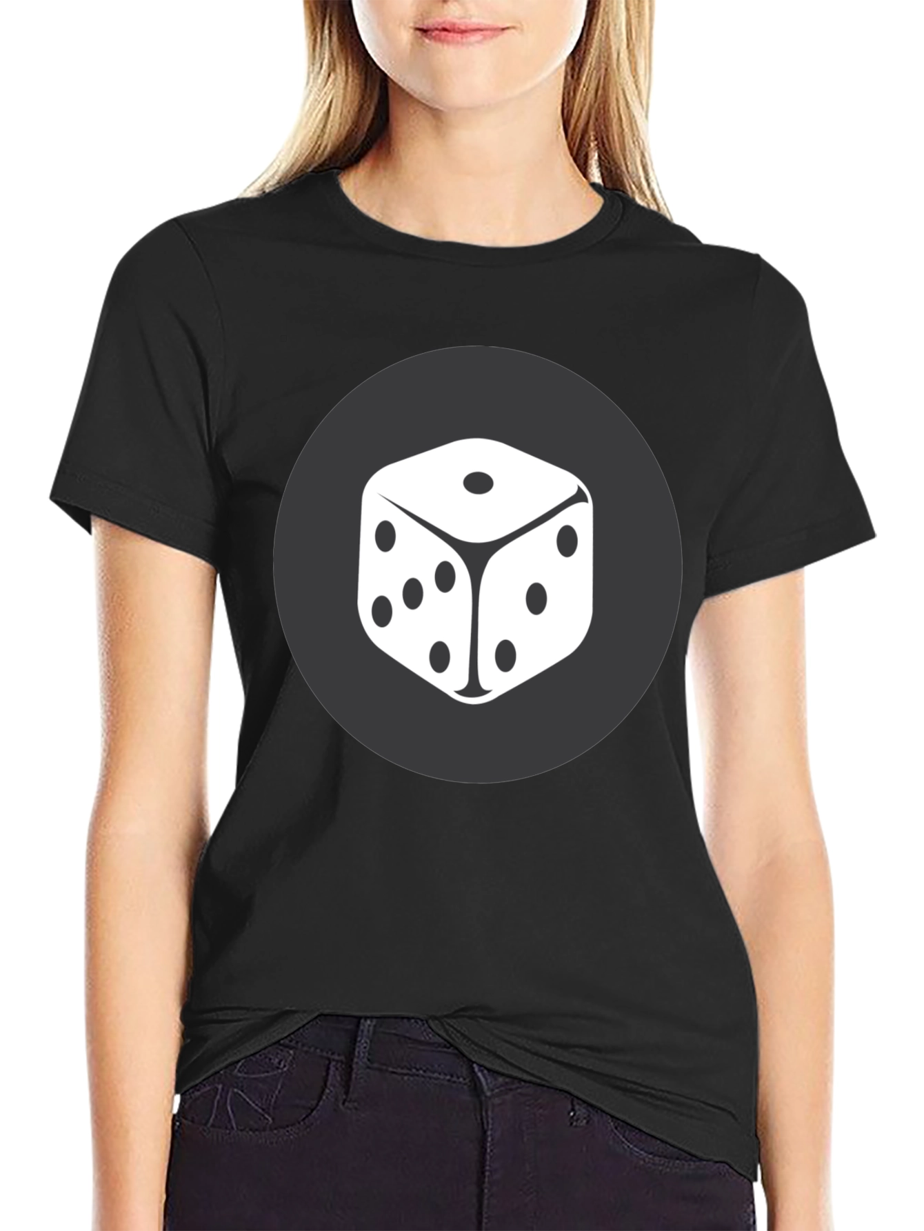 Dice Graphic Tee - Black Cotton Casual