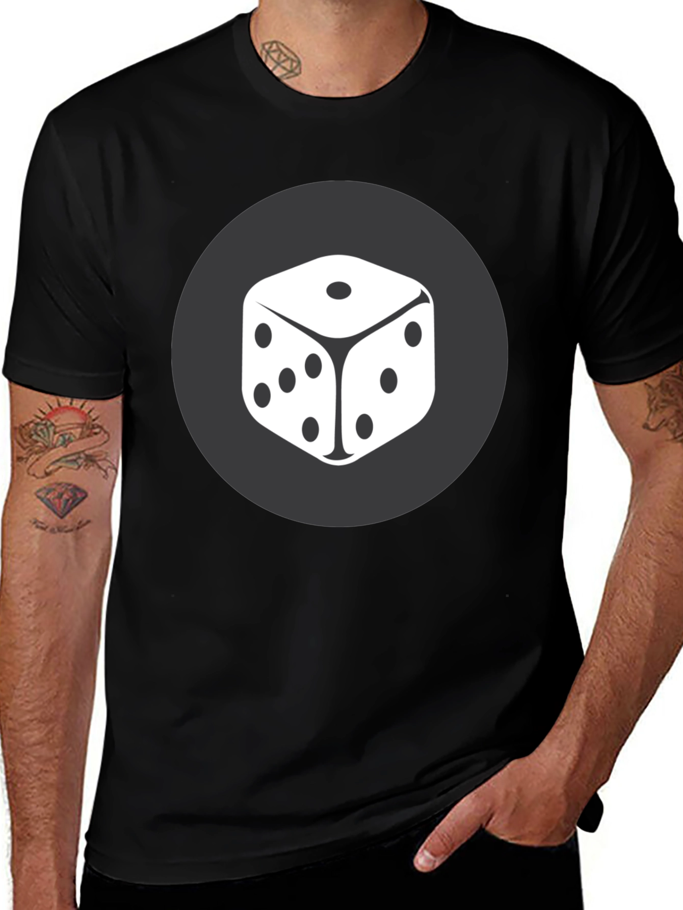 Dice Graphic Tee - Black Cotton Casual