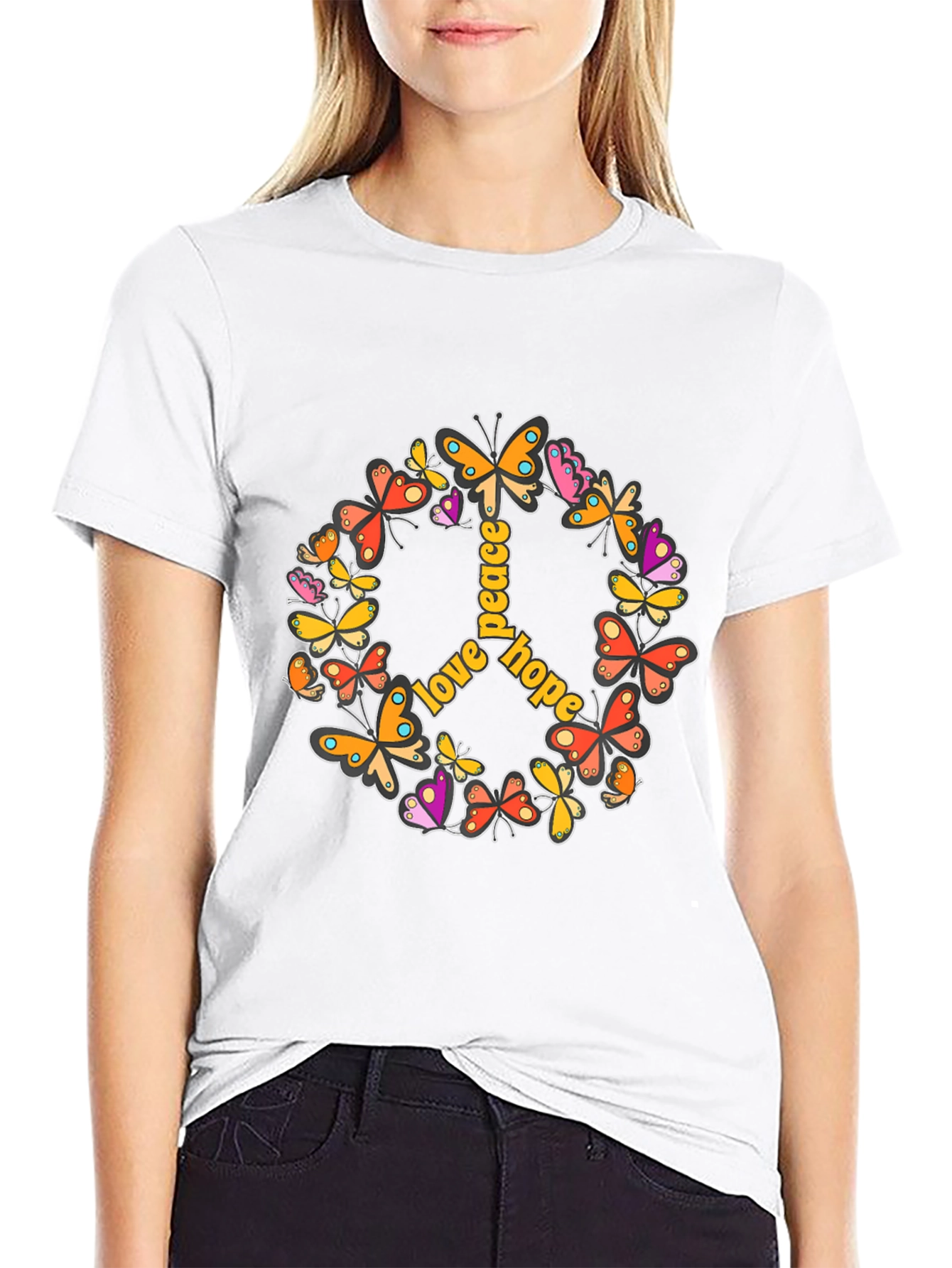 Love Peace Hope Butterfly Graphic Tee