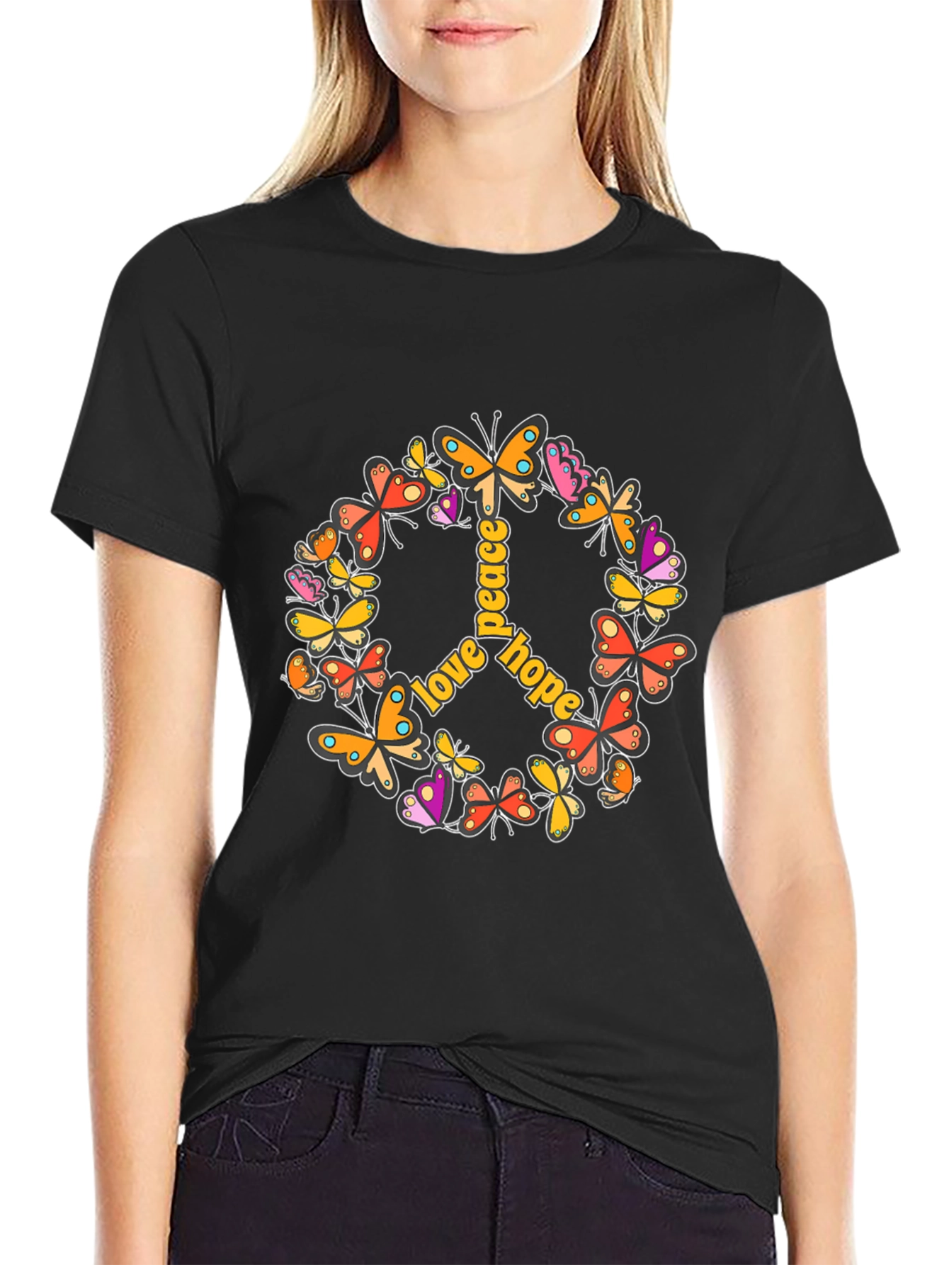 Love Peace Hope Butterfly Graphic Tee