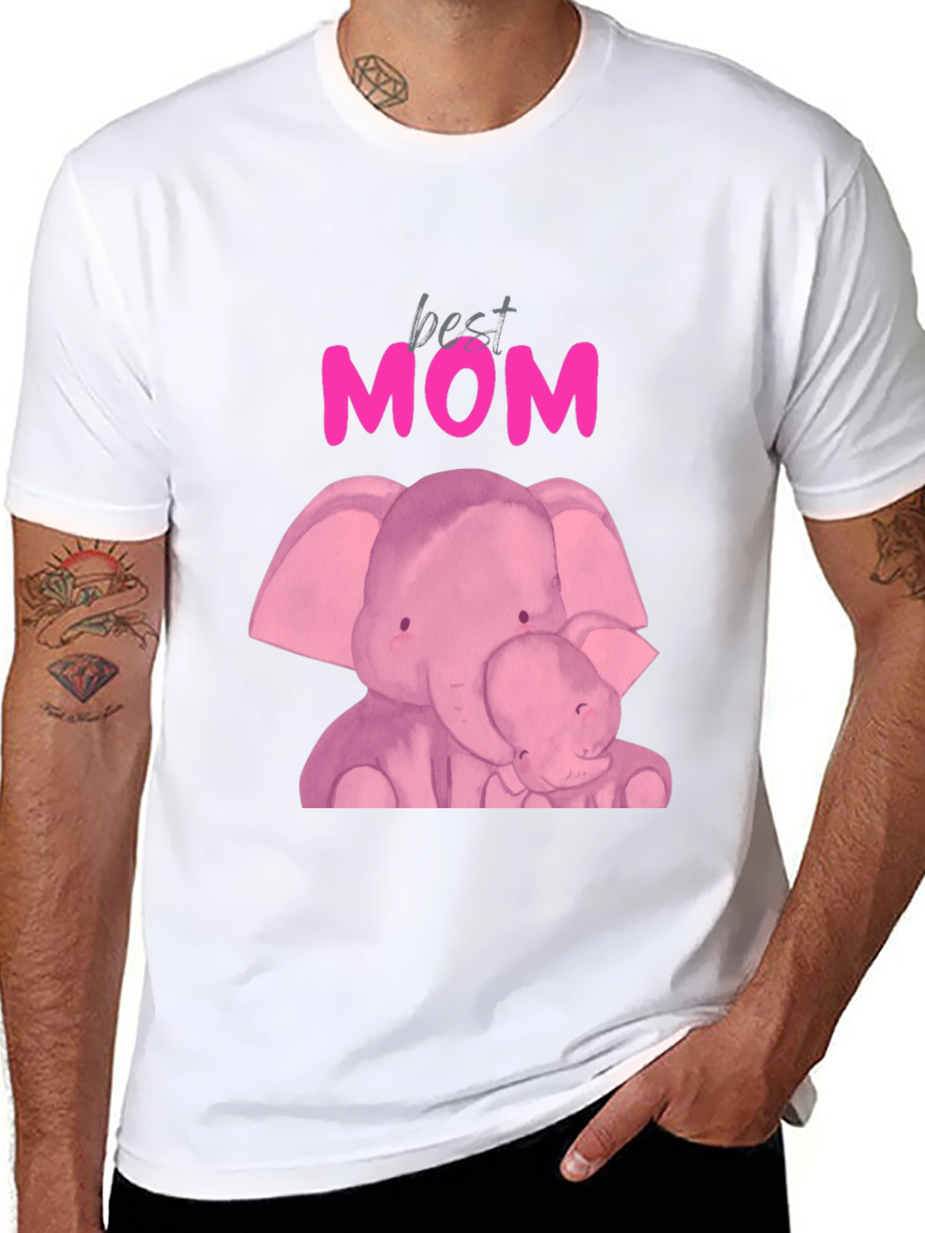 Best Mom Elephant Graphic Tee - Black