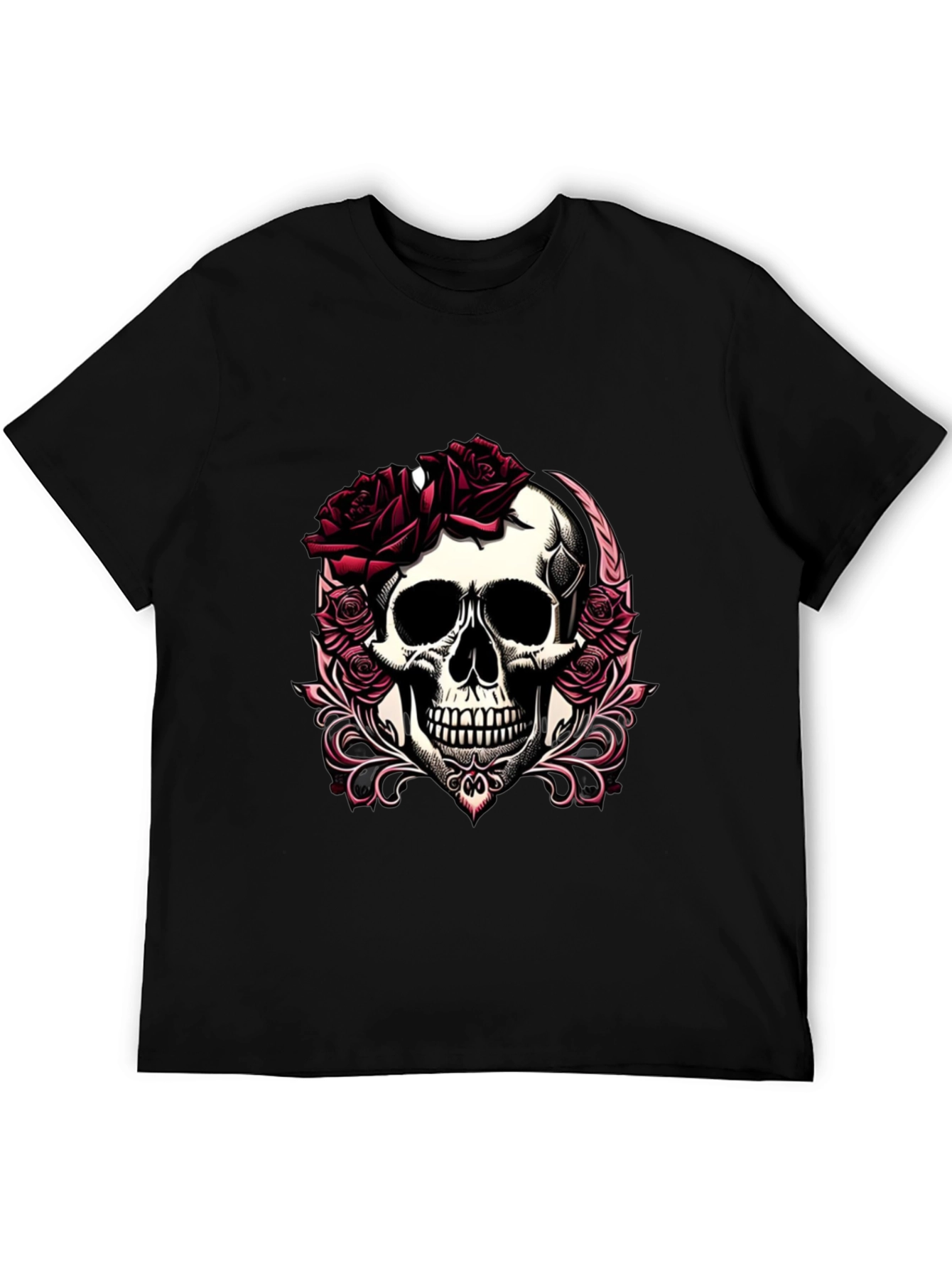 Skull & Roses Graphic T-Shirt - Edgy Casual Wear
