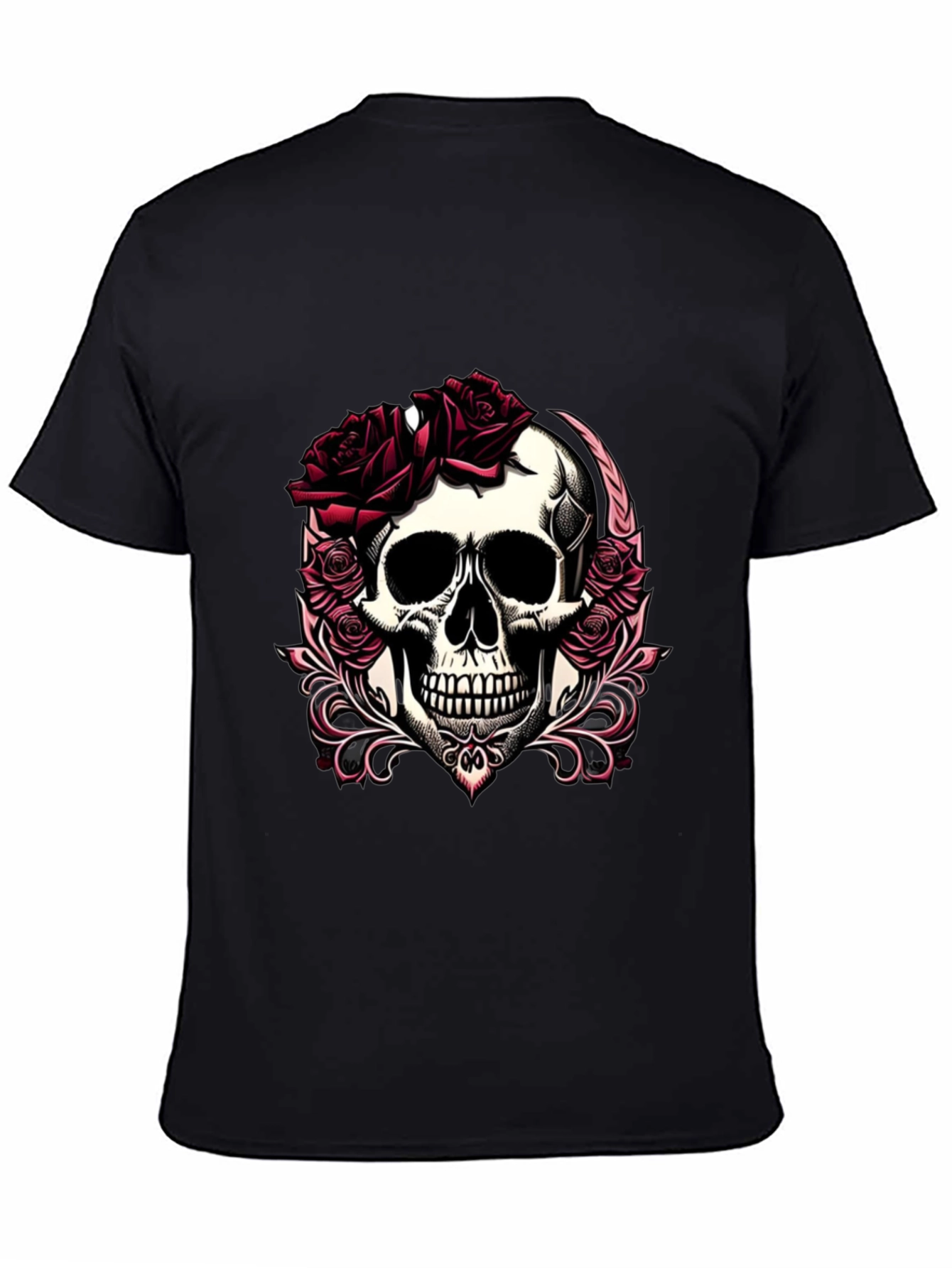 Skull & Roses Graphic T-Shirt - Edgy Casual Wear