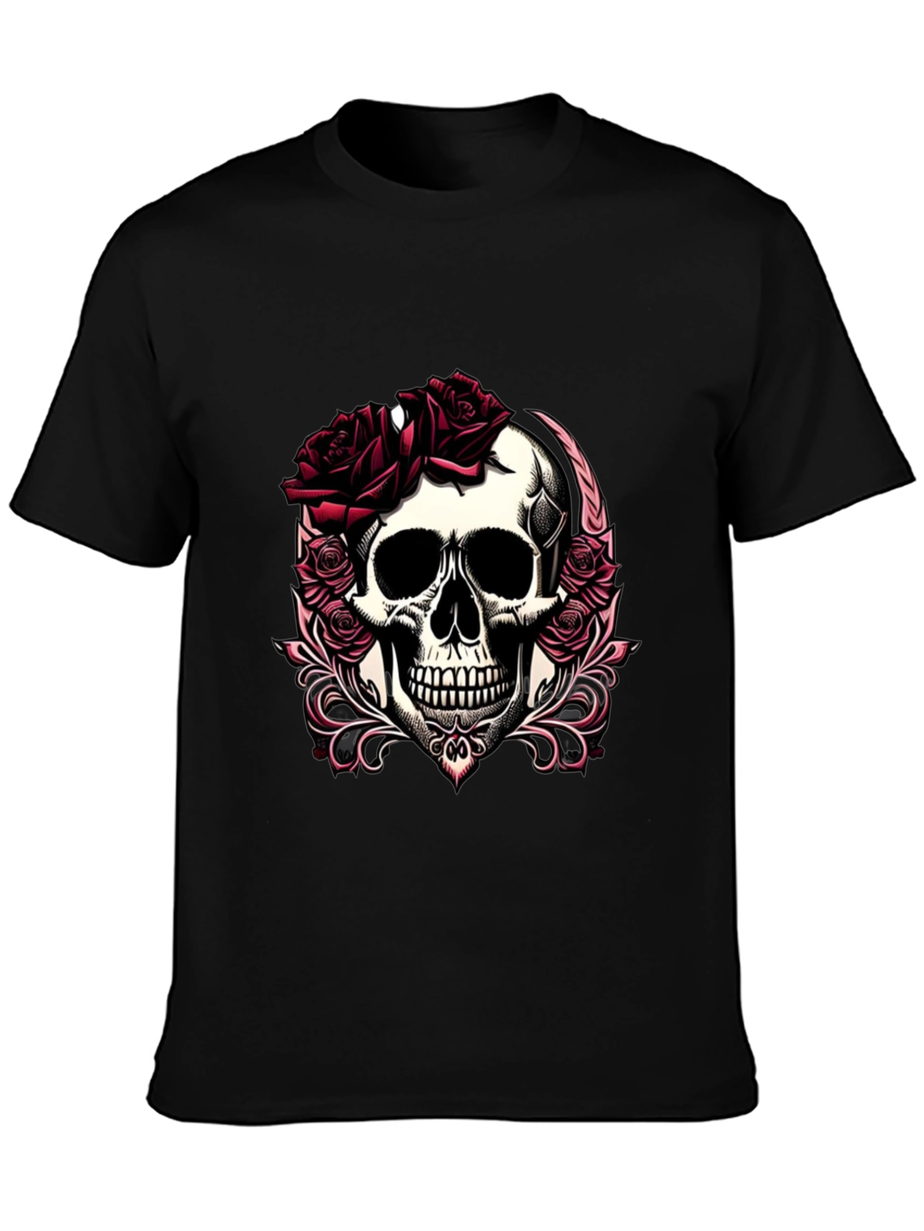 Skull & Roses Graphic T-Shirt - Edgy Casual Wear