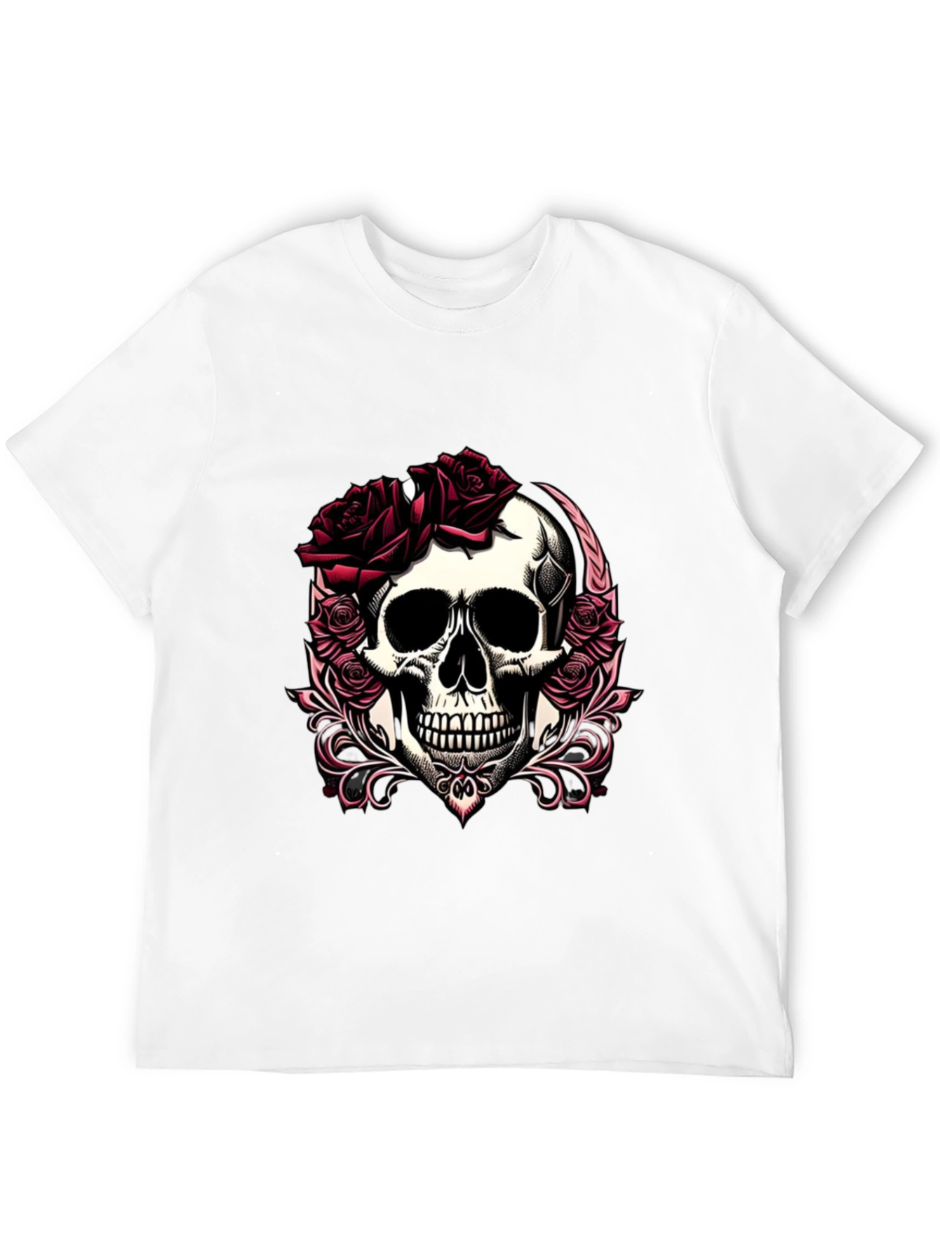 Skull & Roses Graphic T-Shirt - Edgy Casual Wear
