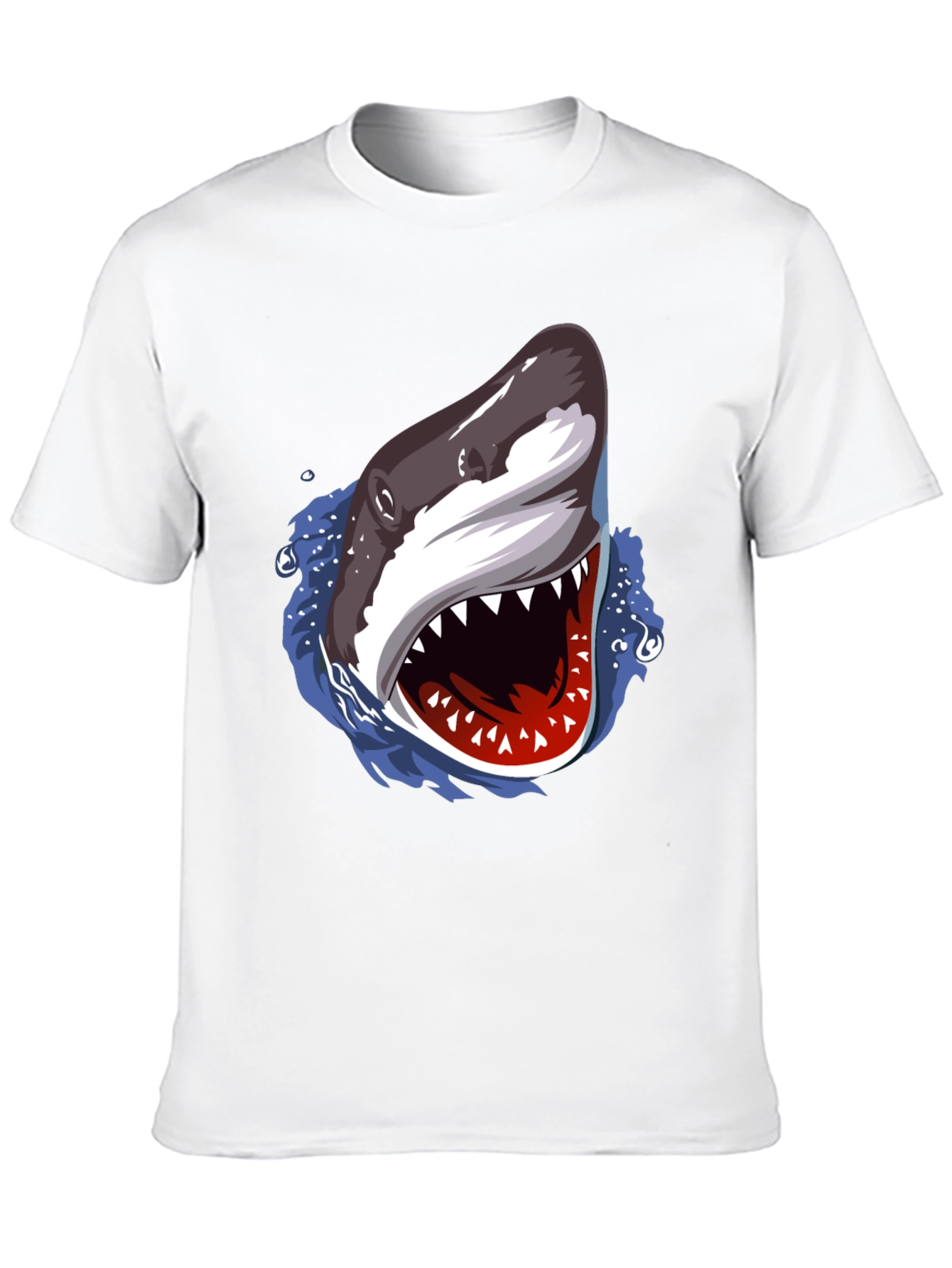 Shark Attack Graphic Print Black T-Shirt