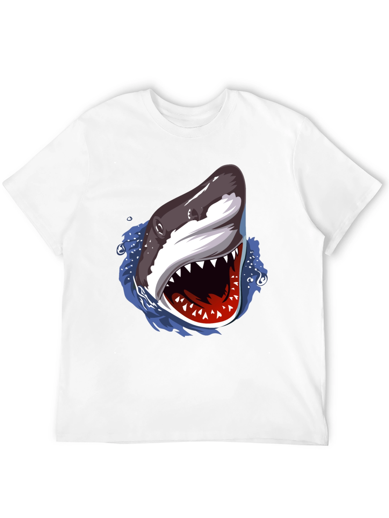Shark Attack Graphic Print Black T-Shirt