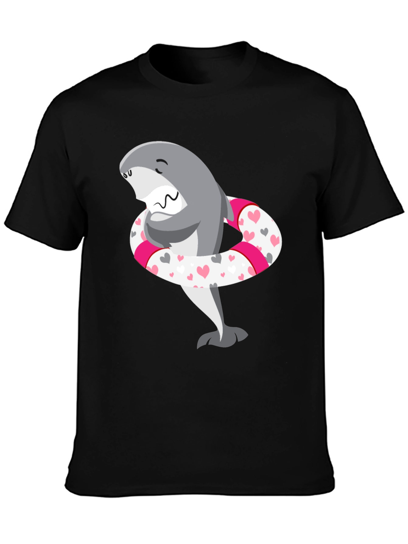 Shark in Heart Tube Mens Black T-Shirt