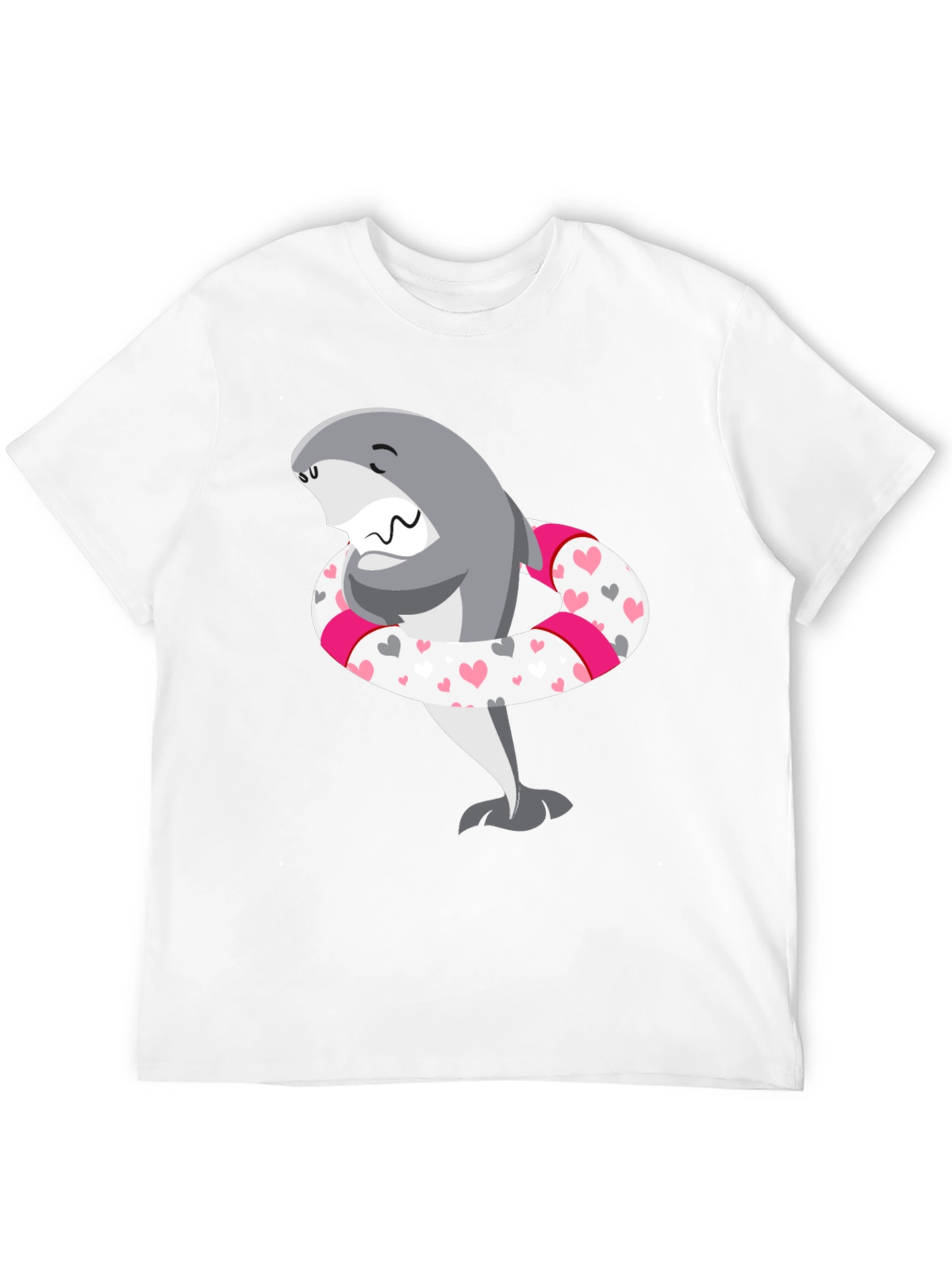 Shark in Heart Tube Mens Black T-Shirt