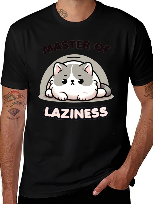 Master of Laziness T-Shirt - Cute Cat Design