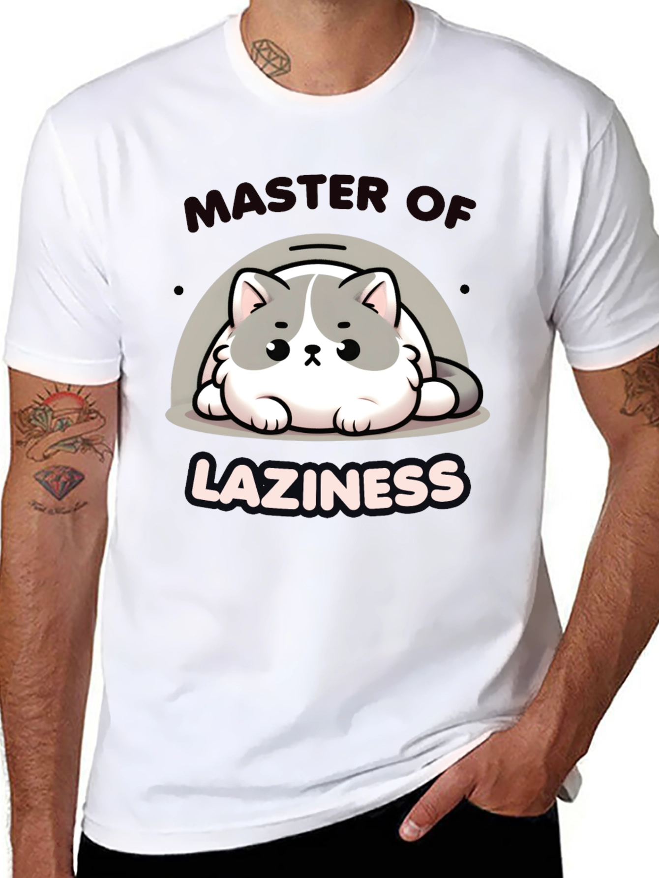 Master of Laziness T-Shirt - Cute Cat Design