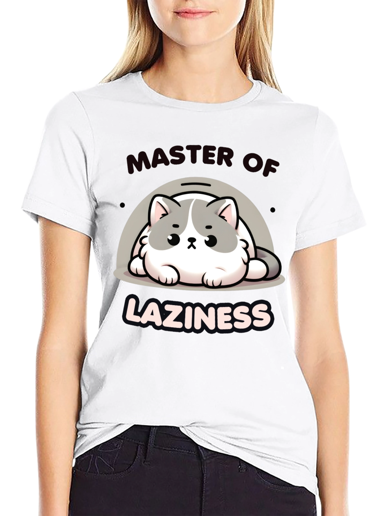 Master of Laziness T-Shirt - Cute Cat Design