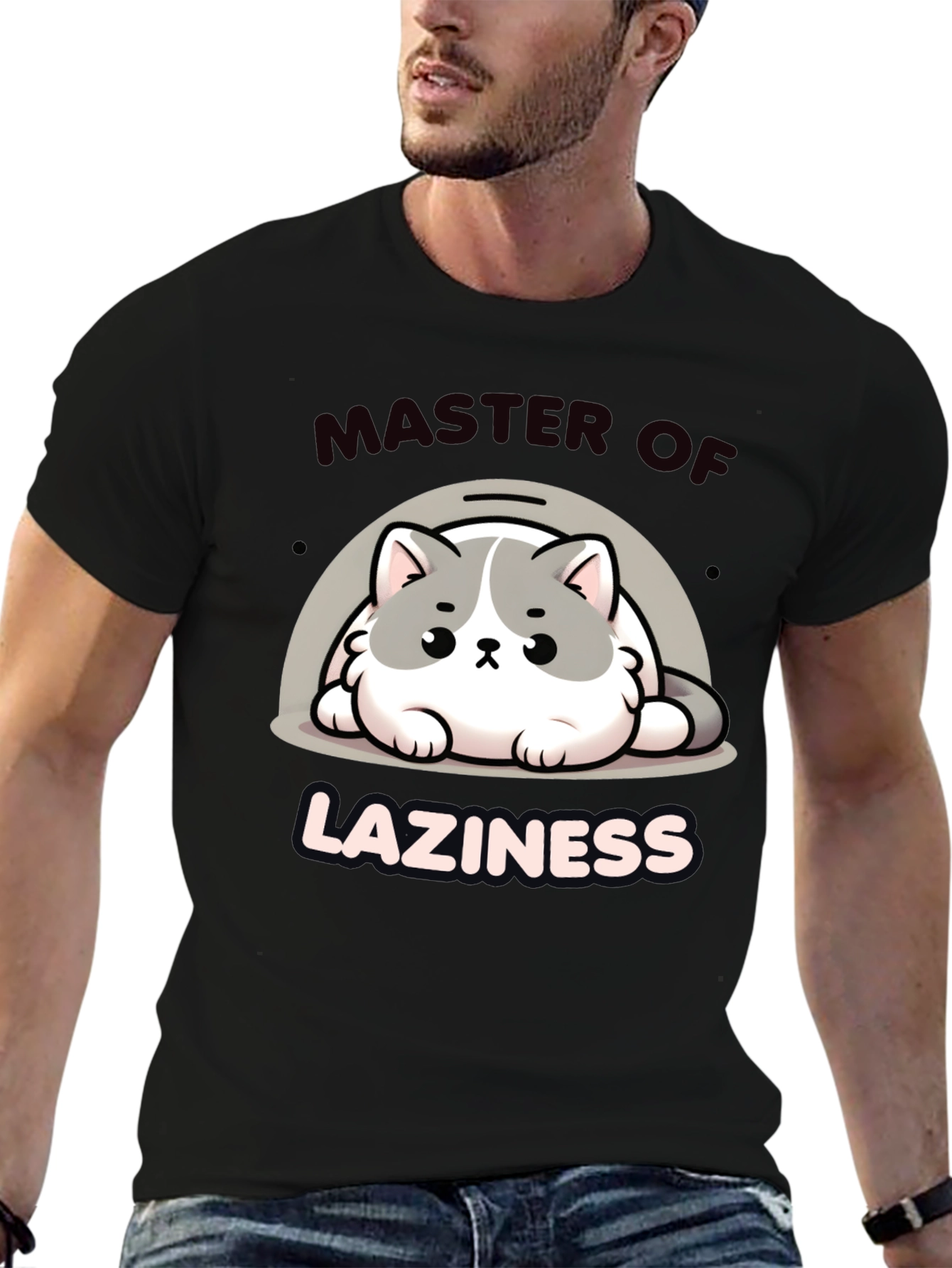 Master of Laziness T-Shirt - Cute Cat Design