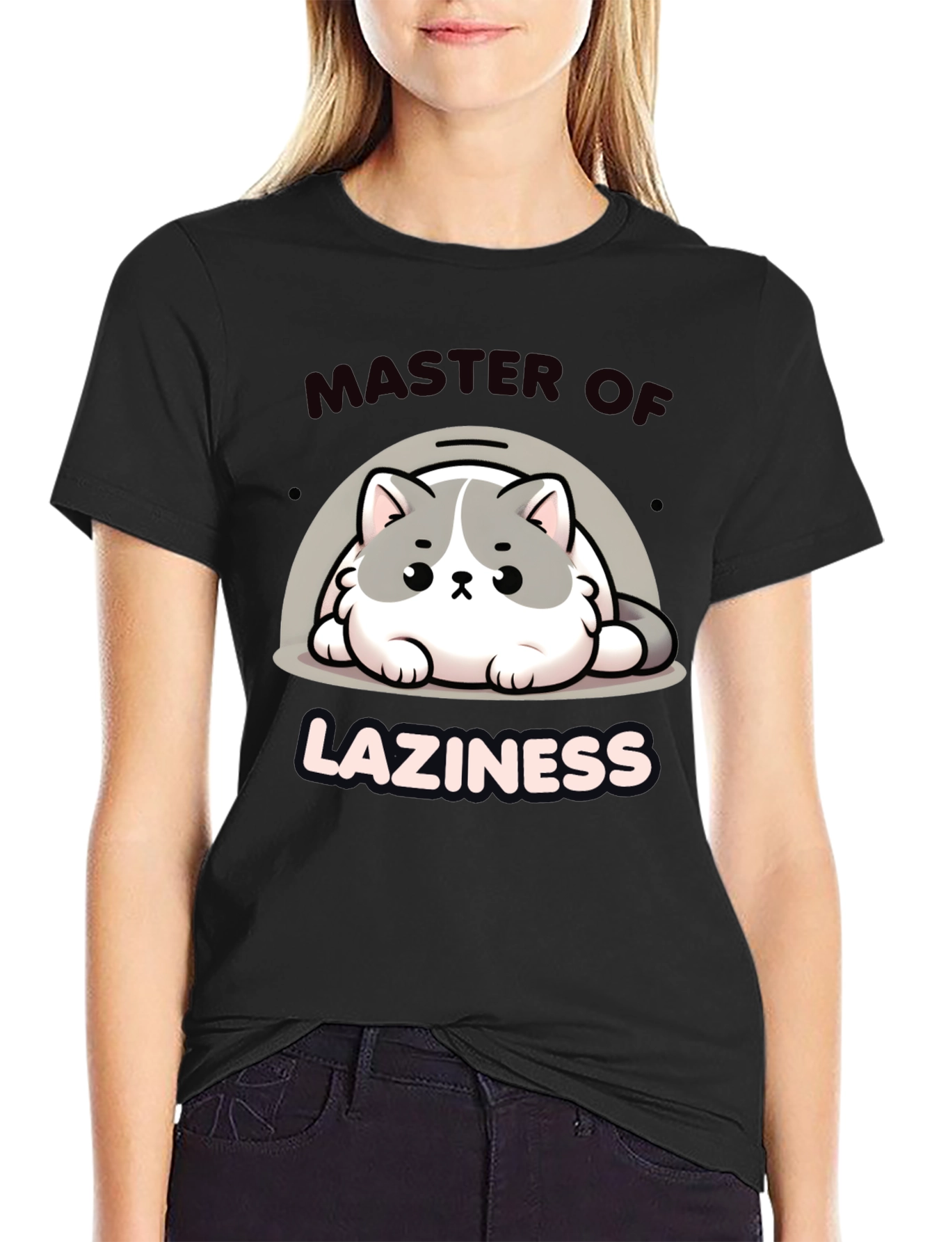 Master of Laziness T-Shirt - Cute Cat Design