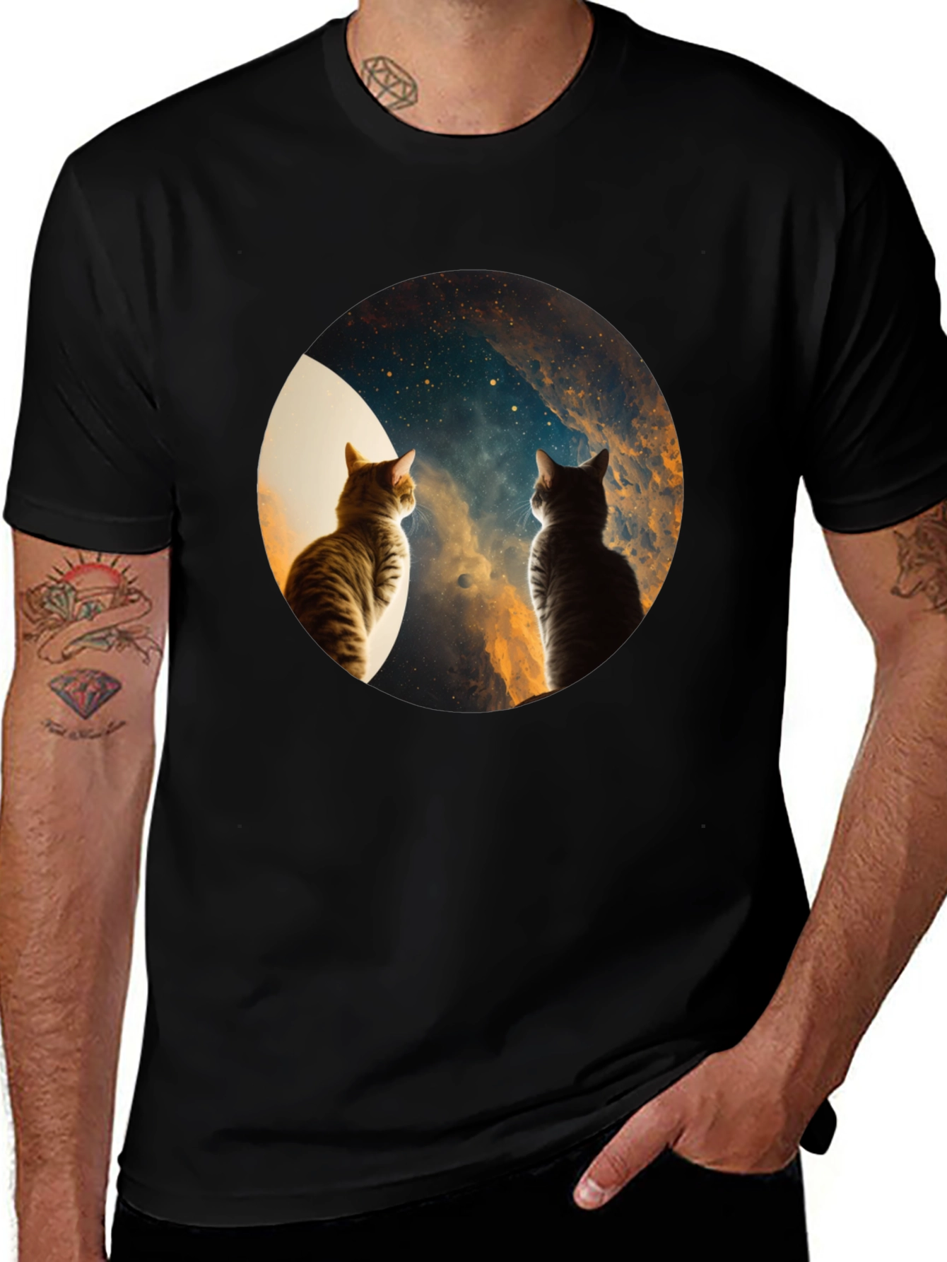 Cosmic Cats Black T-Shirt