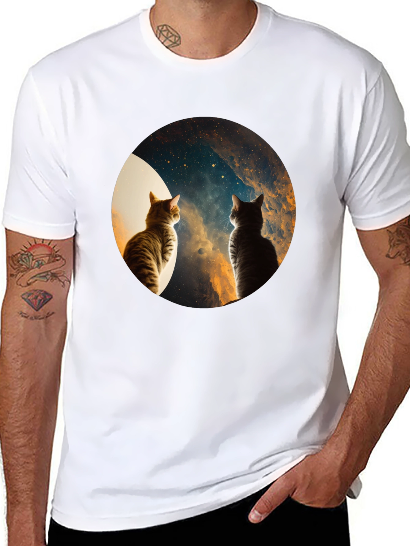 Cosmic Cats Black T-Shirt