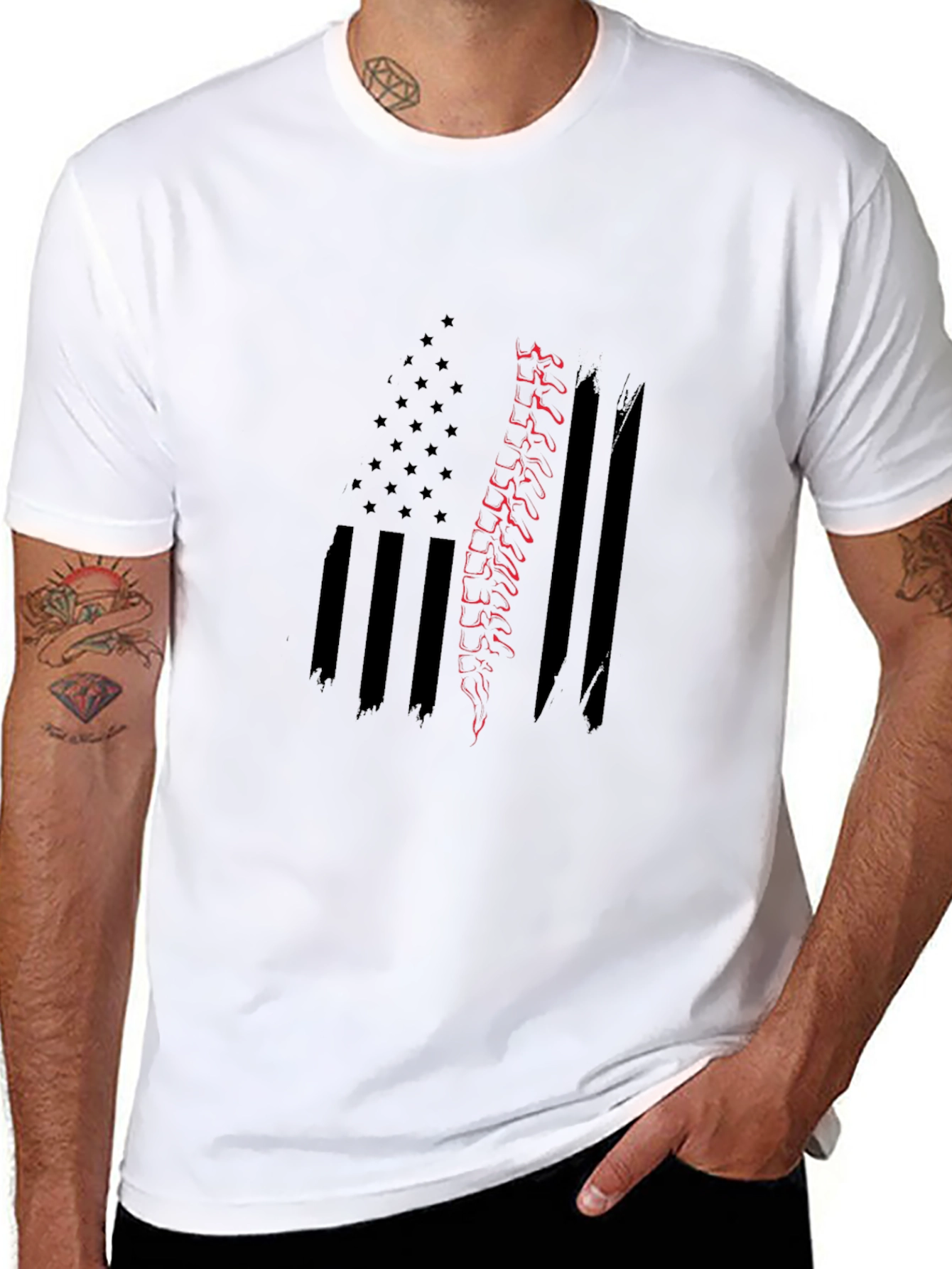 Chiropractor Spine American Flag T-Shirt