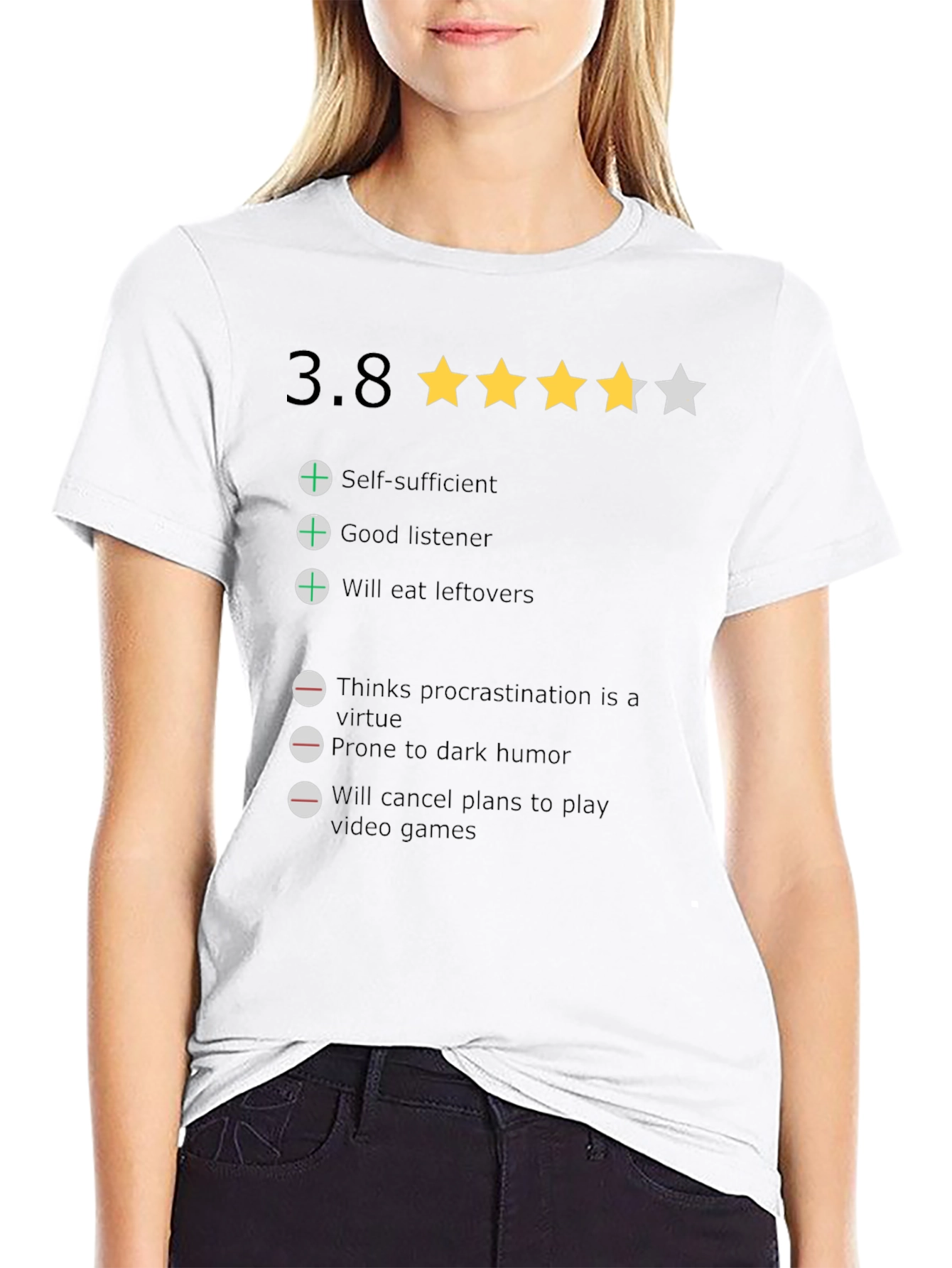 Rating T-Shirt: 3.8 Stars Funny Qualities