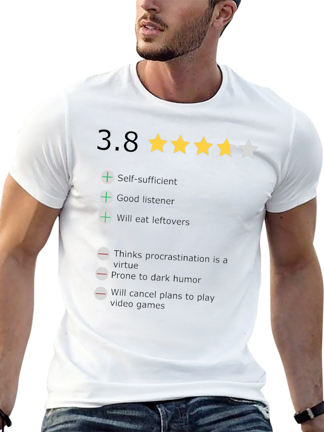 Rating T-Shirt: 3.8 Stars Funny Qualities