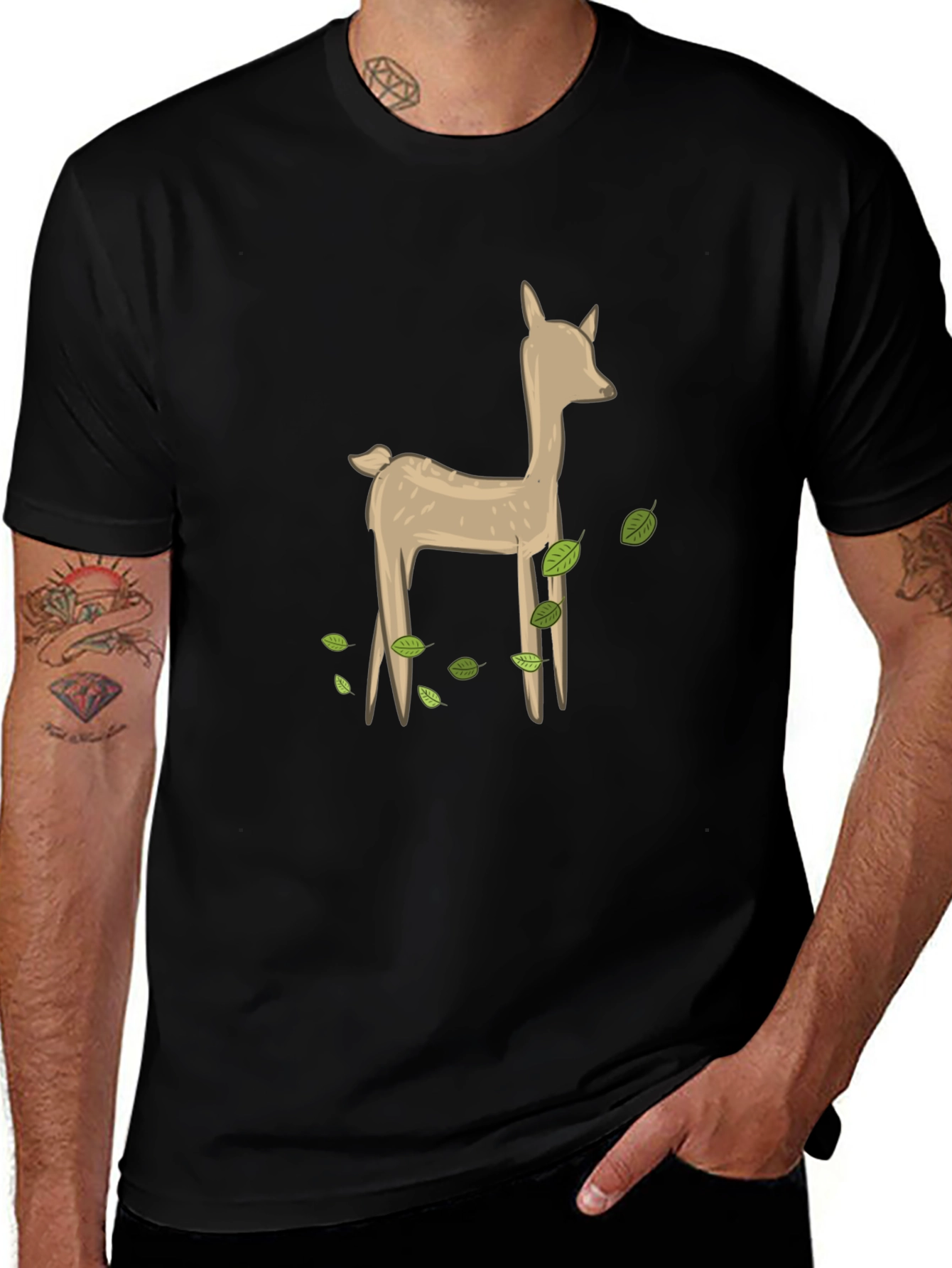 Deer Graphic Black Tee